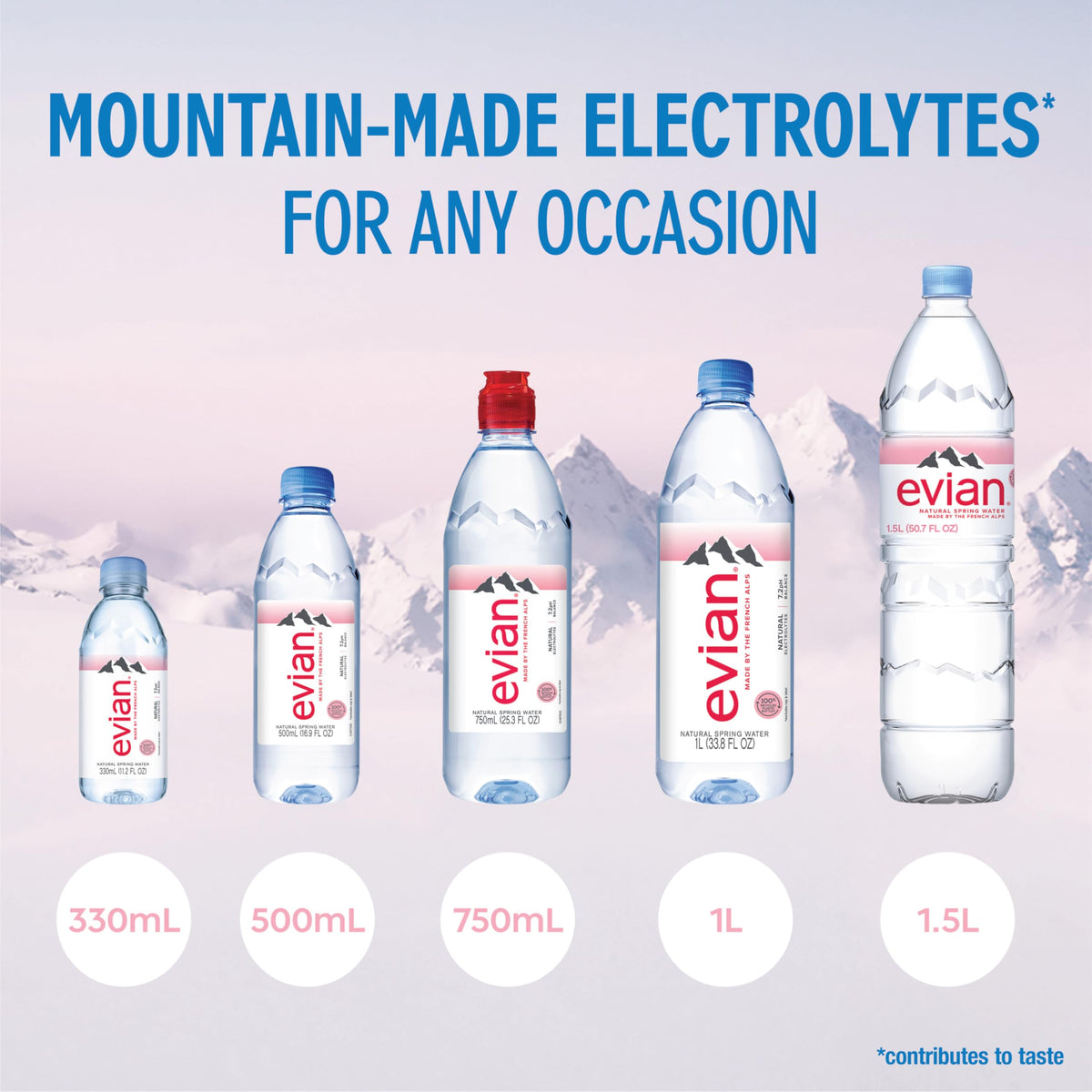 Evian Natural Spring Water, 1 L bottle, 12 pack