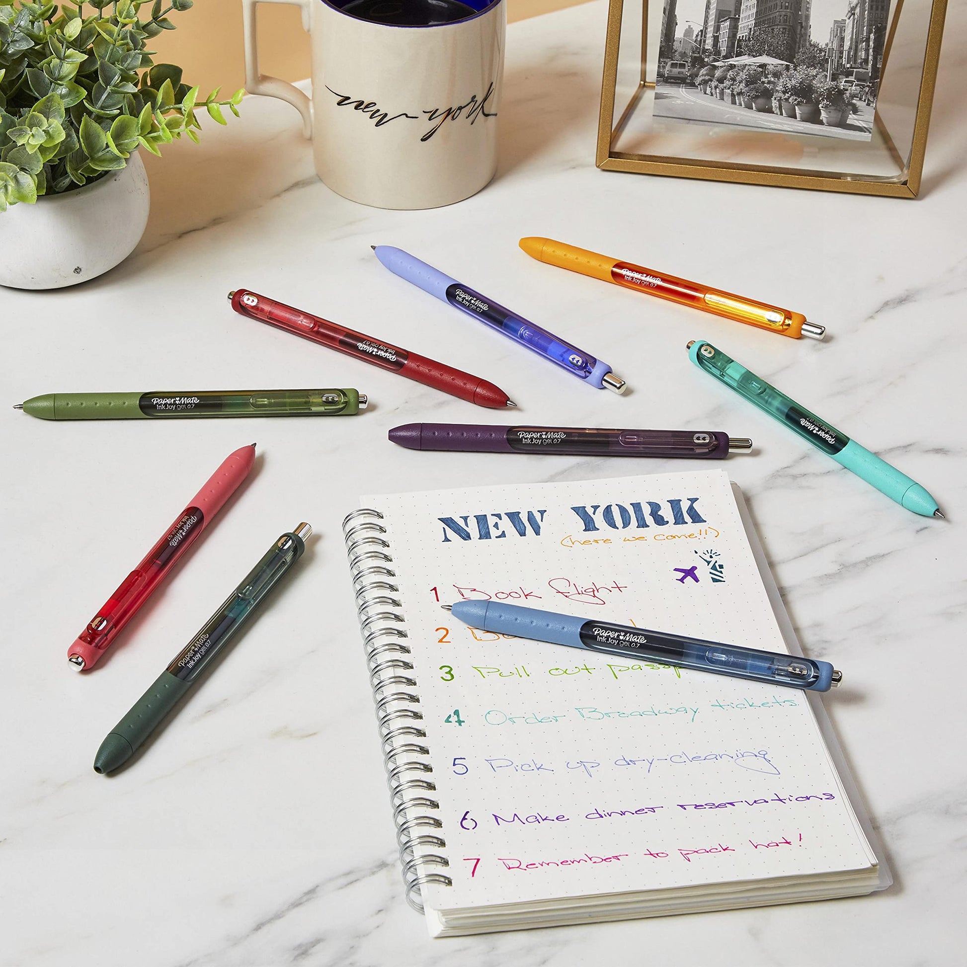 Paper Mate® InkJoy® Gel Pens, Medium Point, 0.7 mm, Blue Barrel, Blue Ink, Pack Of 12