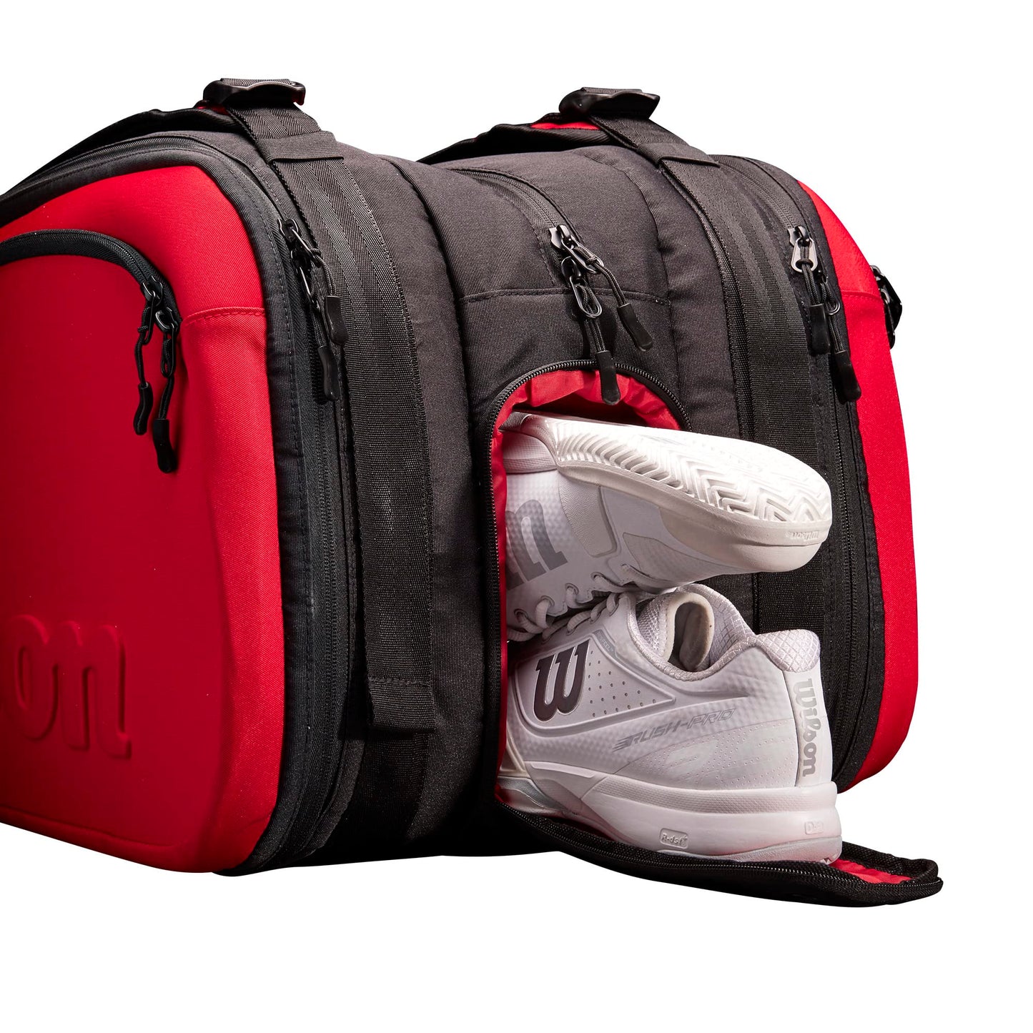 WILSON Clash V2 Super Tour Tennis Racket Bag - Red/Black, Holds up to 15 Rackets