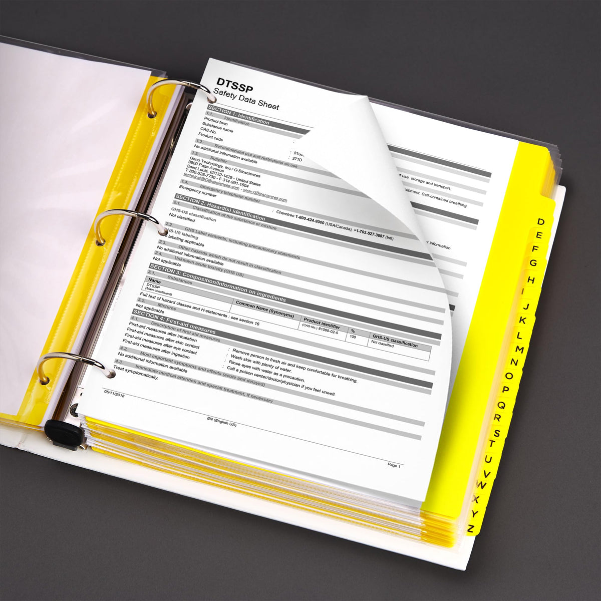 Avery Heavy-Duty Industrial SDS Binder, 2 One-Touch EZD Rings, 540-Sheet Capacity, Yellow/Red Border (18951)