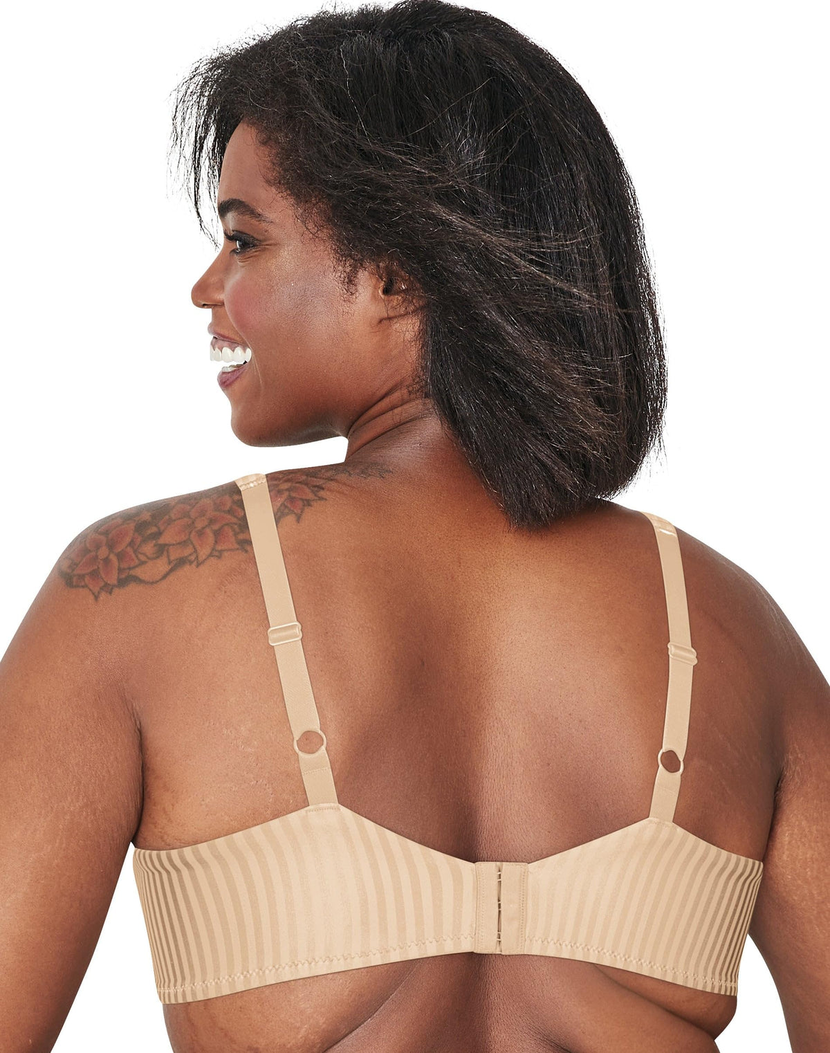 Playtex Women's Perfectly Smooth Coverage Wireless T-Shirt Bra for Full Figures, Nightfire Red Stripe, 42D