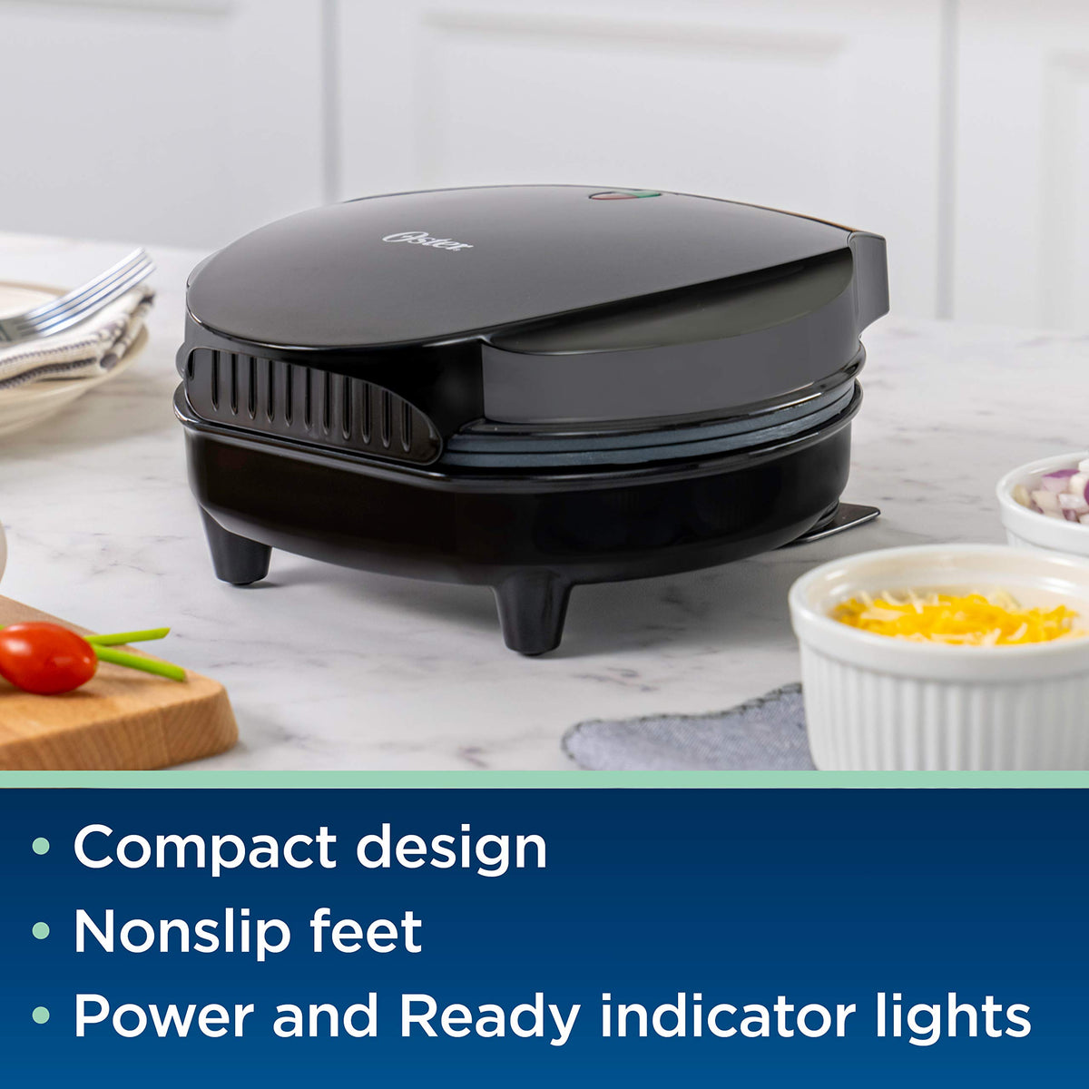 Oster CKSTOML2S-DM DiamondForce Electric Omelet Maker, Small, Black