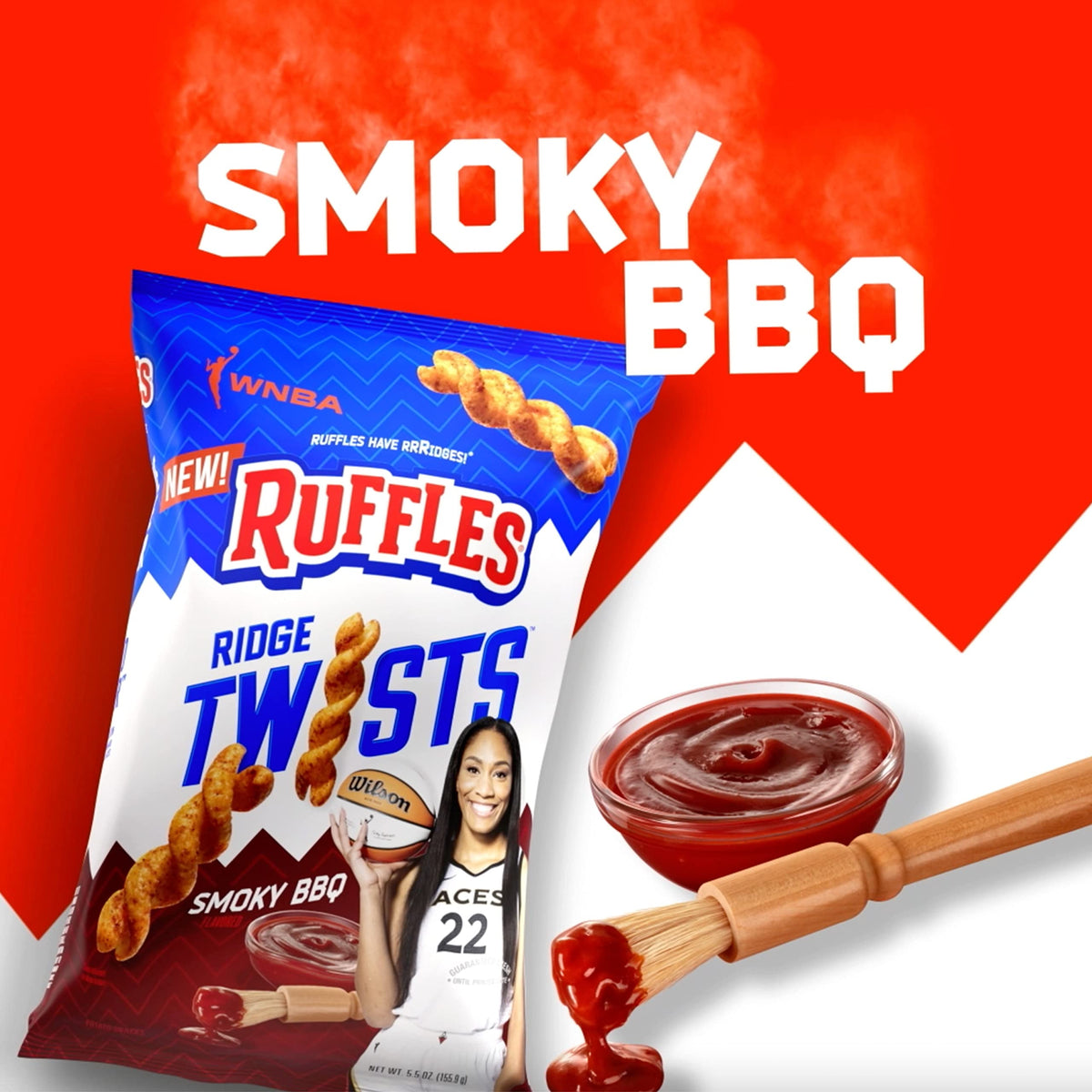 Ruffles Ridge Twists, Smoky BBQ & Double Cheddar flavor Variety Pack, 36 Count