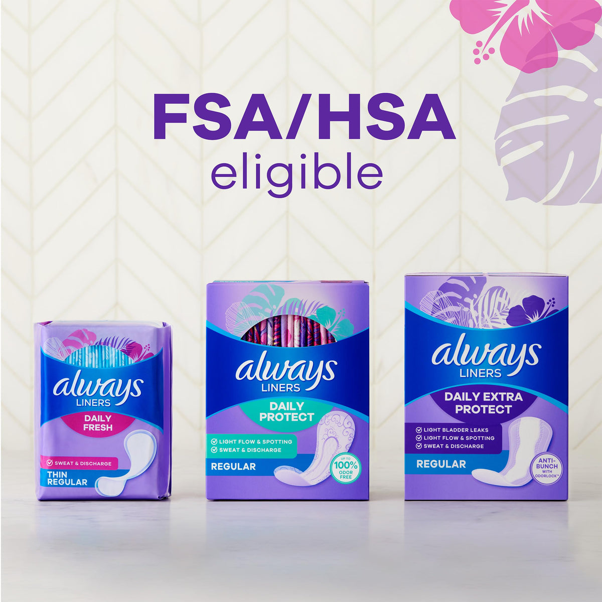 Always Daily Fresh Thin Liners, Regular Absorbency, Unscented Panty Liners, 162 Count