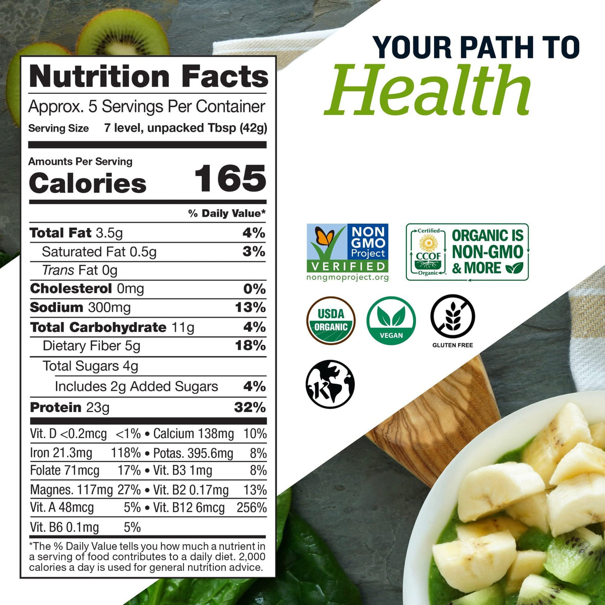 Sunfood Organic Supergreens & Protein - Greens Superfood Powder, Organic Protein Powder, Plant Based Vegan Protein, Super Greens for Gut Health w/Chlorella & Spirulina, 23g Protein Per Serving - 8 oz