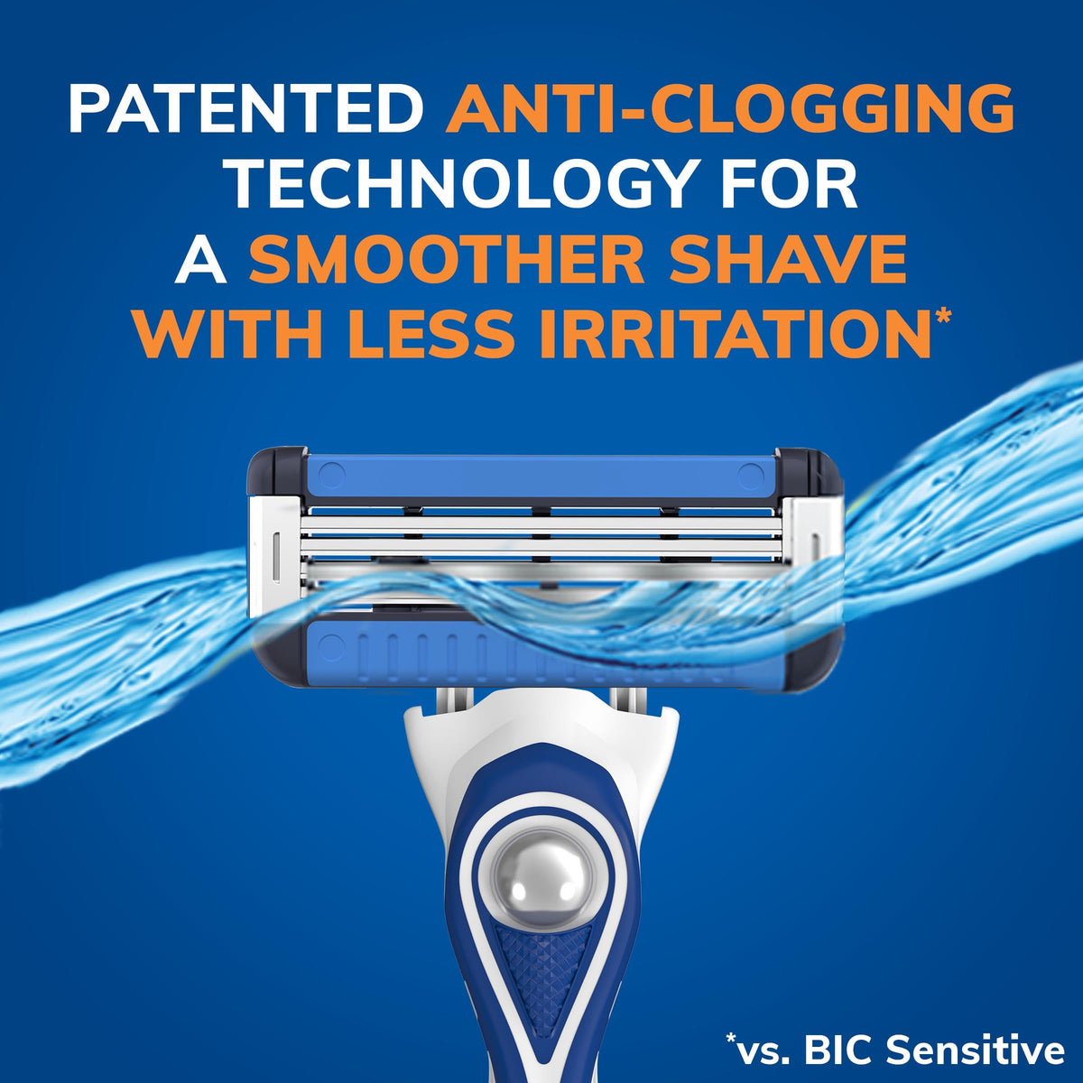 BIC EasyRinse Anti-Clogging, Refillable Men's Razors With 4 Blades, 1 Handle and 3 Refill Razor Cartridges Razor Kit