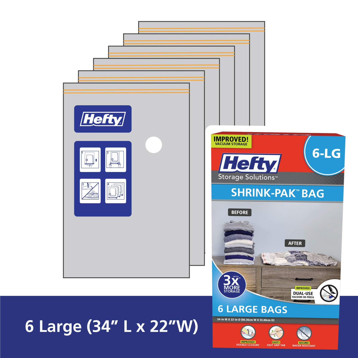 Hefty Shrink Pak - 6 Large Bags