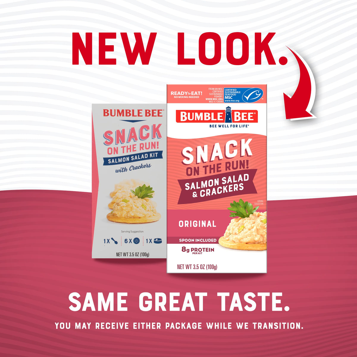 Bumble Bee Snack On The Run Salmon Salad with Crackers Kit (Pack of 12) - Ready to Eat Protein Snack Pack - 8g Protein per Box - Wild Caught MSC Certified Seafood