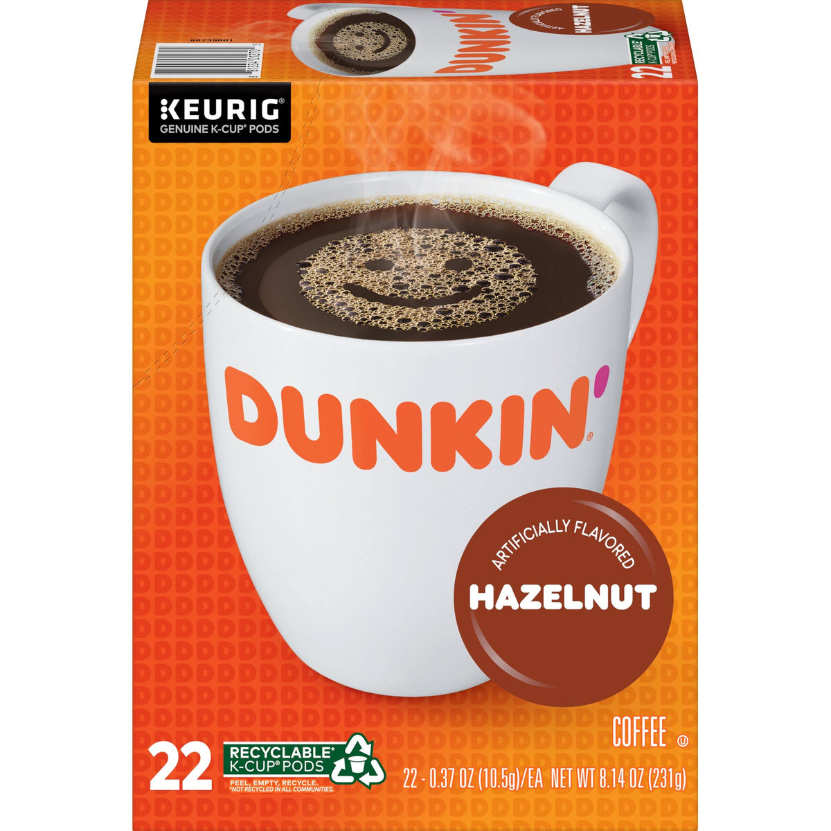 Dunkin' Hazelnut Flavored Coffee, 88 Keurig K-Cup Pods