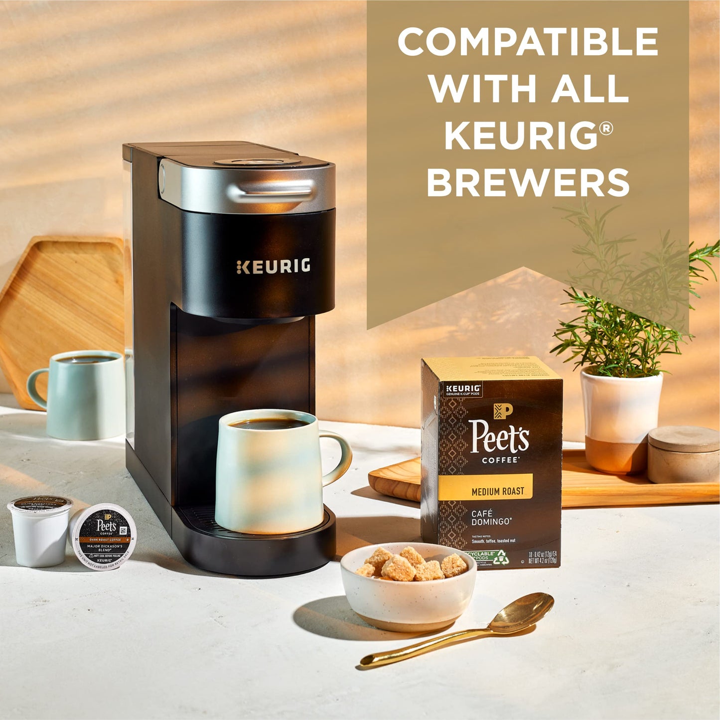 Peet's Coffee, Medium Roast Keurig K-Cup Pods - Café Domingo 88 Count (4 Boxes of 22 K-Cup Pods)
