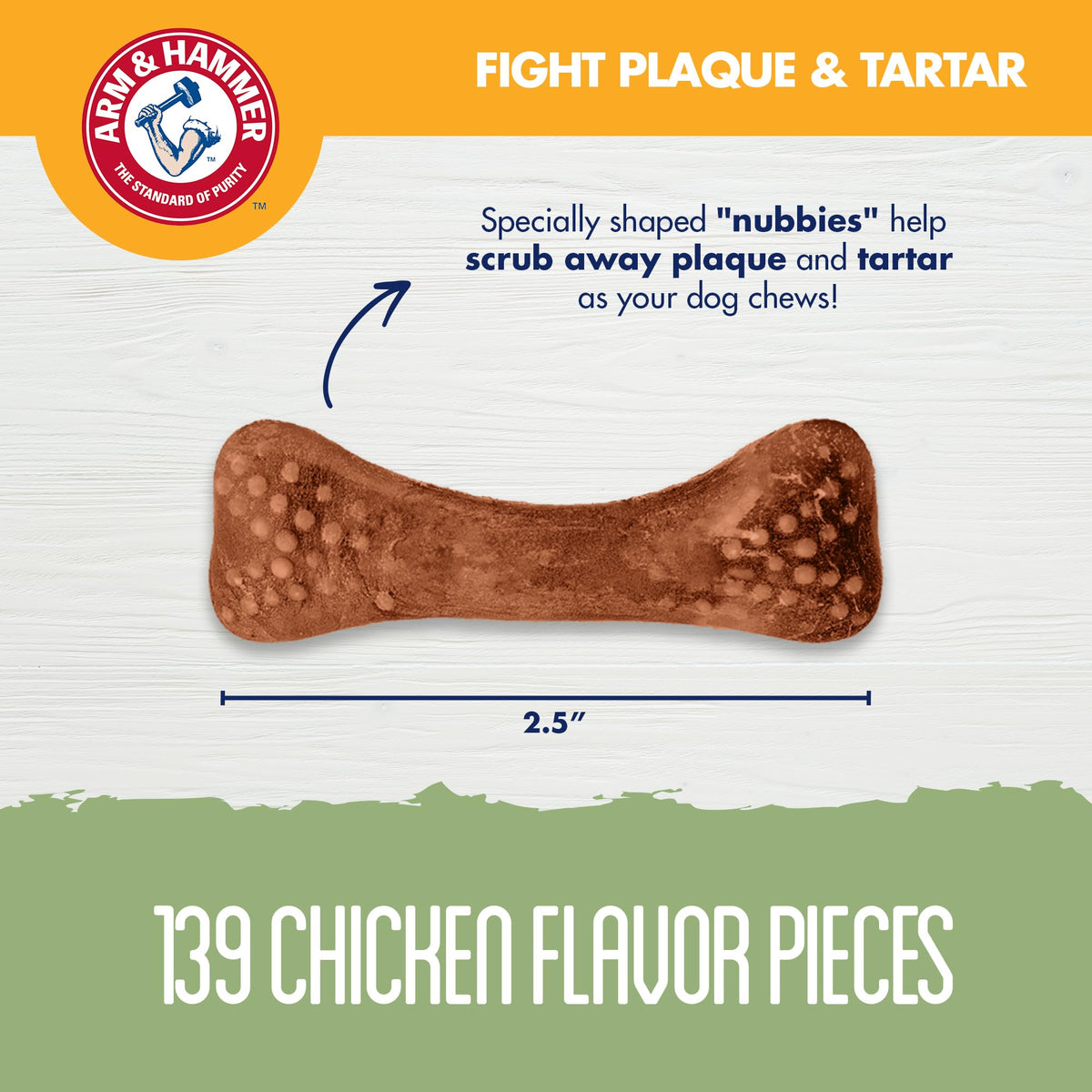 Arm & Hammer for Pets Nubbies Dental Treats for Dogs with Baking Soda and Calcium, Treat Chews Help Fight Bad Breath, Plaque & Tartar, Chicken, Value Bucket, 139 Pcs (Packaging may vary)