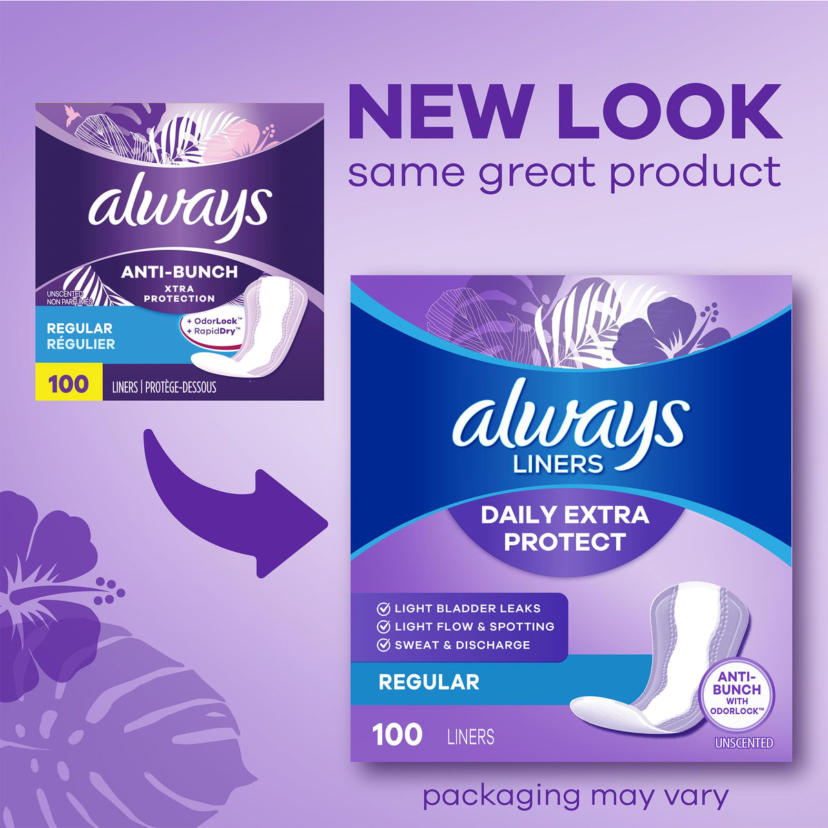 Always Daily Extra Protect Liners, Extra Long Length, Unscented Panty Liners, 116 Count
