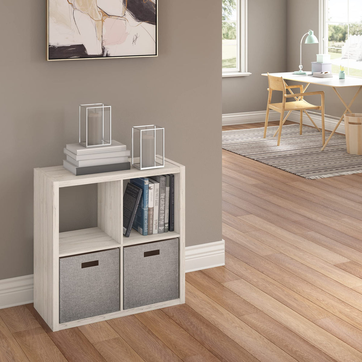 ClosetMaid 4550 Decorative Open Back 4-Cube Storage Organizer, Bleached Walnut