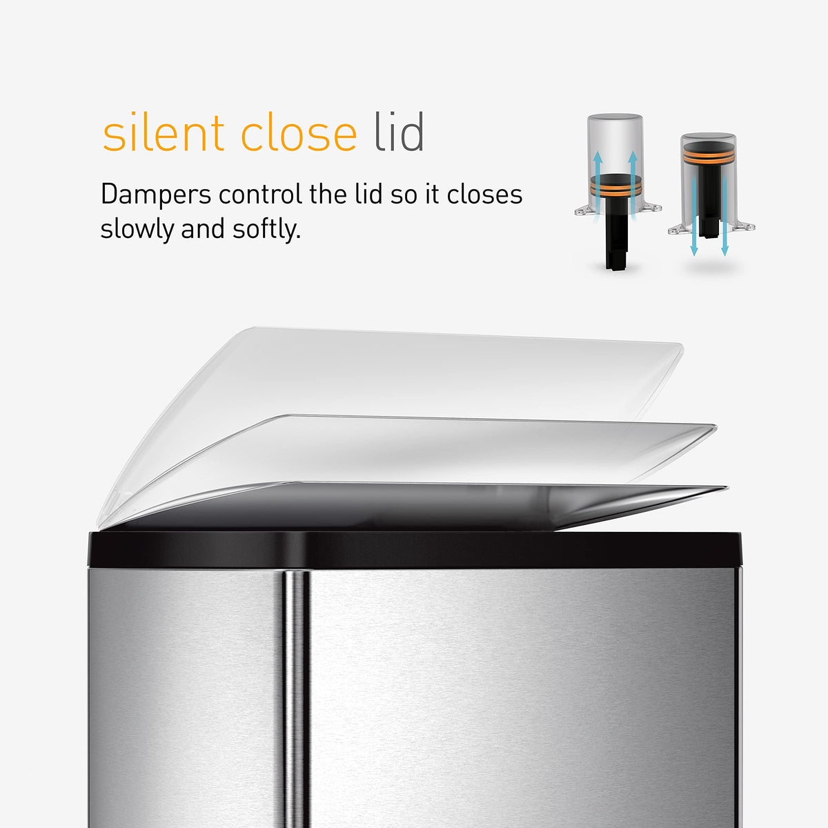 simplehuman 30 Liter / 7.9 Gallon Rectangular Step Trash Can, Brushed Stainless Steel