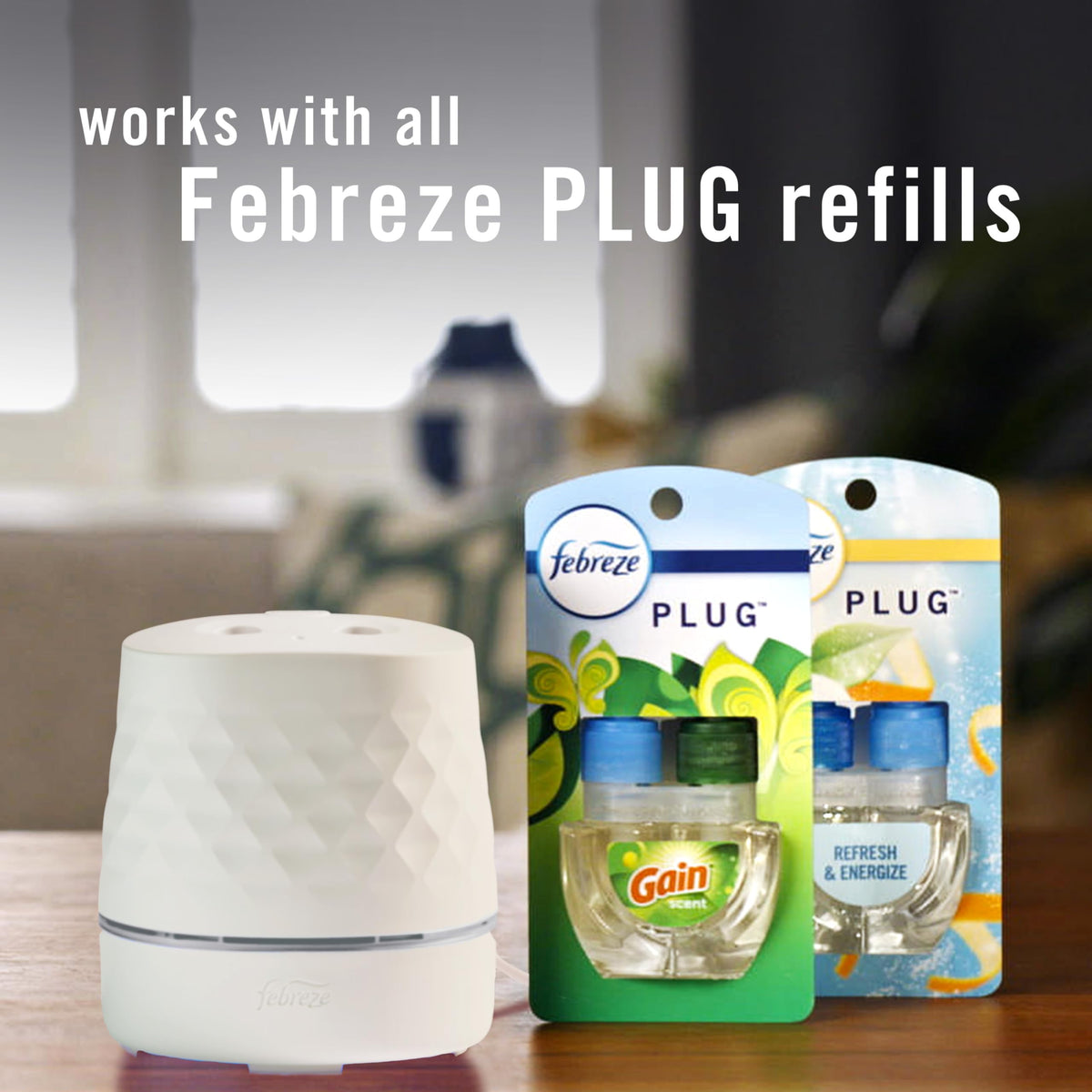 Febreze Plug Scent Booster Continuous Scent Device Oil Diffuser, Compatible with Febreze Air Freshener Plug in Refills