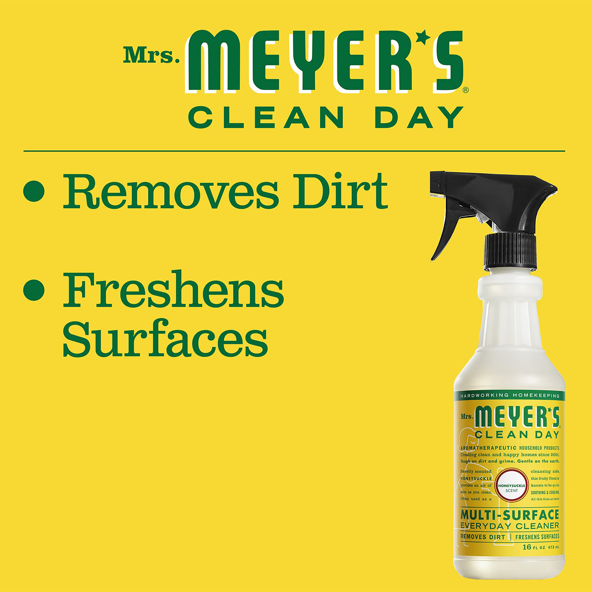 Mrs. MEYER'S Kitchen Set, Dish Soap, Hand Soap, and Multi-Surface Cleaner, 3 CT (Honeysuckle)