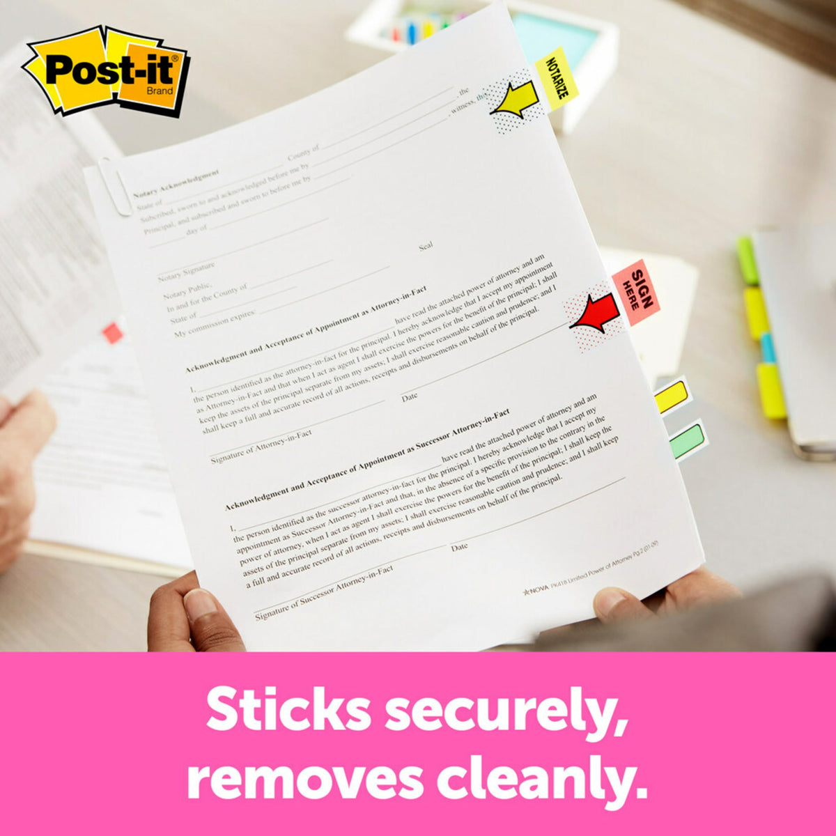 Post-it Notarize Flags, 50/Dispenser, 2 Dispensers/Pack, 1 in Wide, Yellow (680-NZ2)