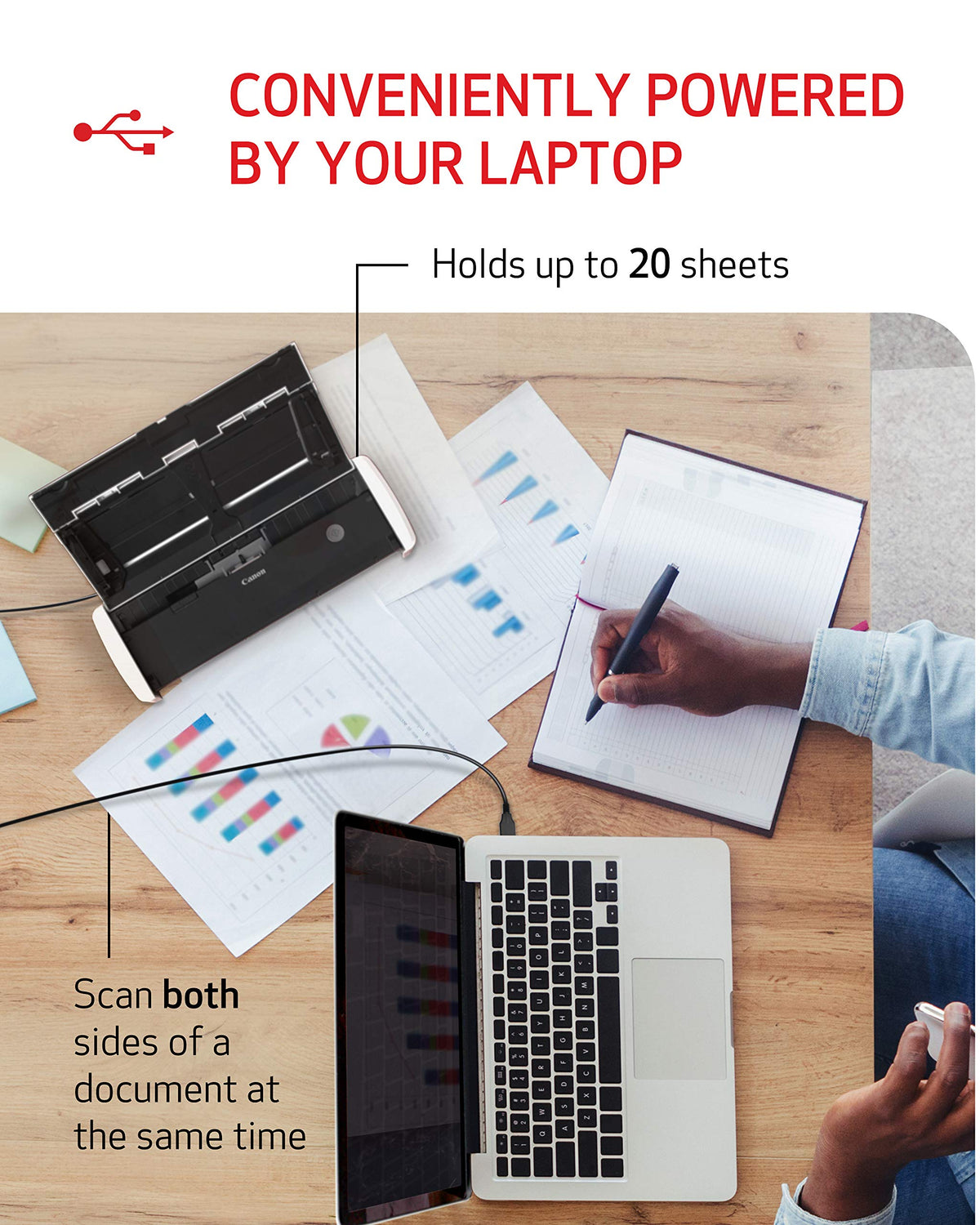 Canon imageFORMULA R10 - Portable Document Scanner, USB Powered, Duplex Scanning, Document Feeder, Easy Setup, Convenient, Perfect for Mobile Users