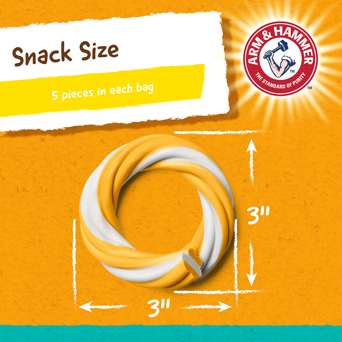 Arm & Hammer for Pets Ringers Dental Treats for Dogs Dog Dental Chews Fight Bad Breath & Tartar Without Brushing Fruity Banana Flavor in Dog Treat Bag, 5Ct Dental Dog Chews, (Pack of 24)