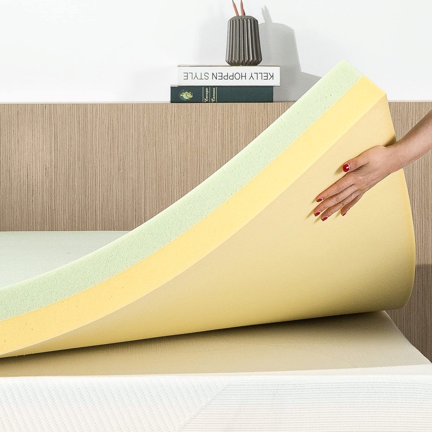 ZINUS 4 Inch Green Tea TorsoTec Memory Foam Mattress Topper, Pressure-Relieving, Lumbar Support, CertiPUR-US Certified, Queen