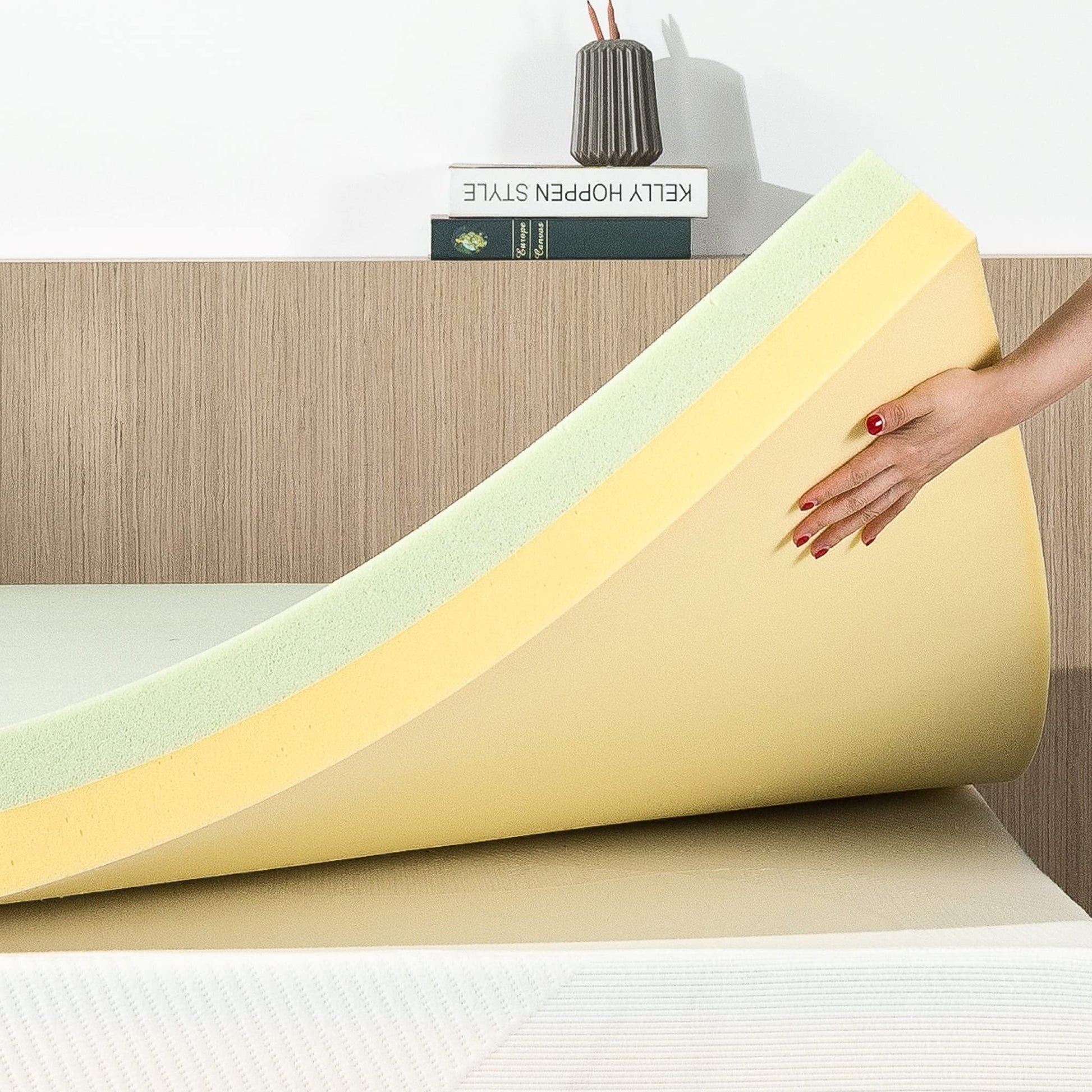 ZINUS 4 Inch Green Tea TorsoTec Memory Foam Mattress Topper, Pressure-Relieving, Lumbar Support, CertiPUR-US Certified, Queen