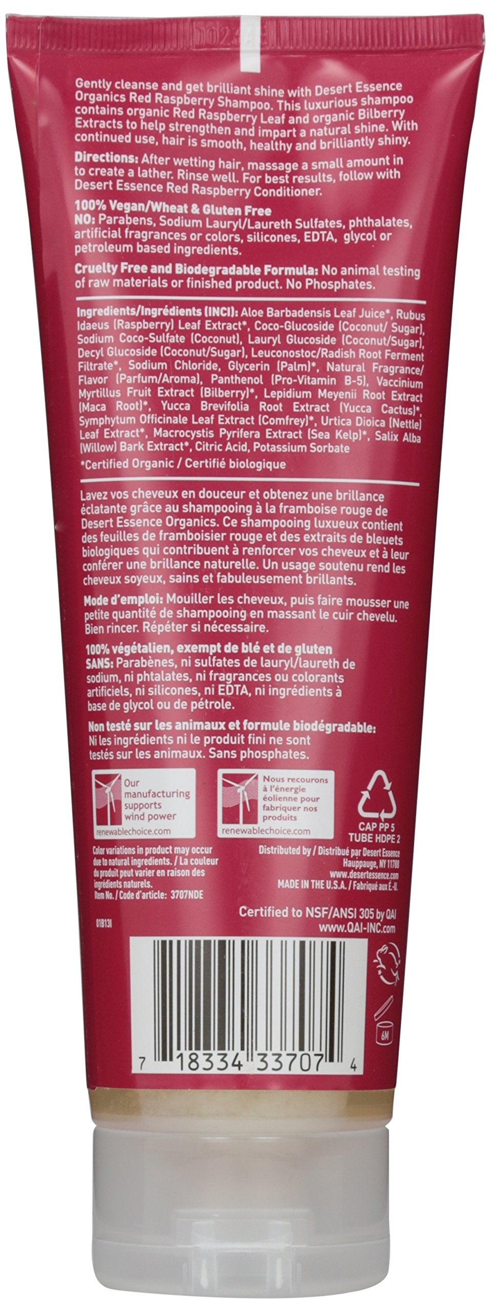 Desert Essence Organics Shampoo for Shine Enhancing, Red Raspberry 8 oz.