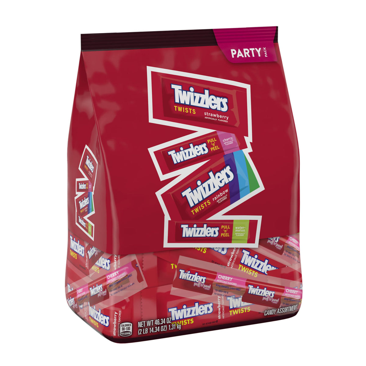TWIZZLERS Assorted Flavored Licorice Style, Candy Bulk Party Pack, Halloween Candy, 46.34 oz