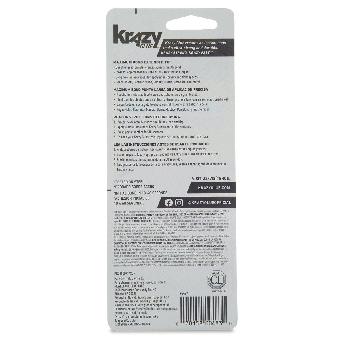 Krazy Glue, Maximum Bond, Extended Precision Tip, 2g, 8 Count