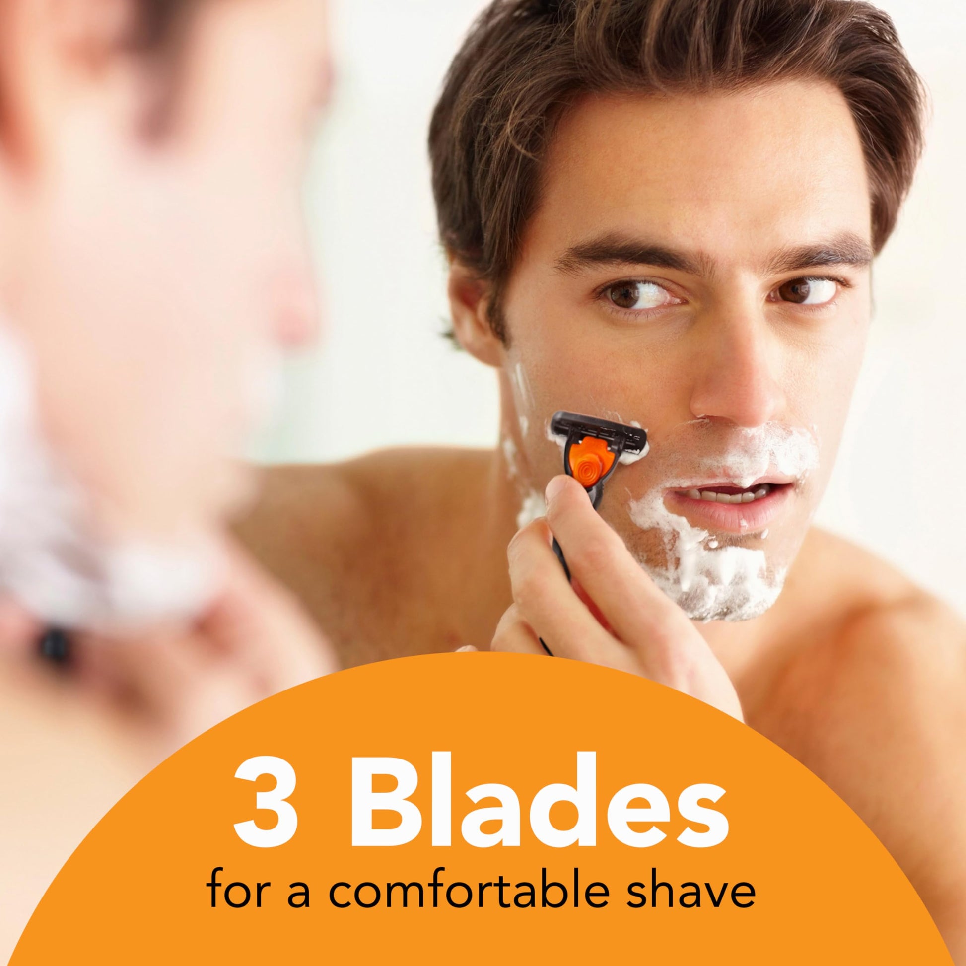 BIC Comfort 3 Refillable Three-Blade Disposable Razor for Men, Sensitive Skin Razor For a Comfortable Shave, 1 Handle and 6 Cartridges, 7 Piece Razor Set