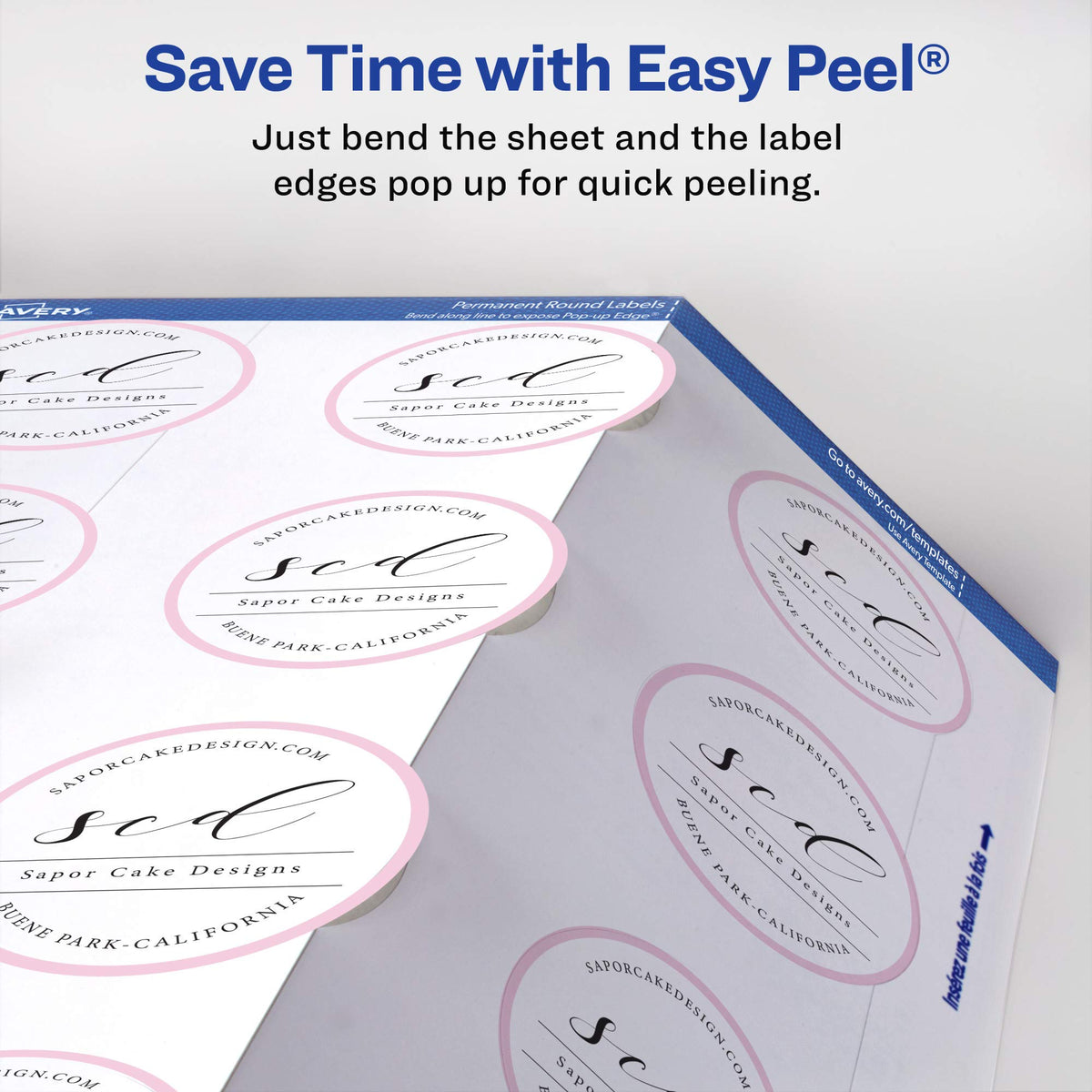 Avery Printable Round Labels with Sure Feed, 2" Diameter, Matte White, 300 Customizable Labels (22877)