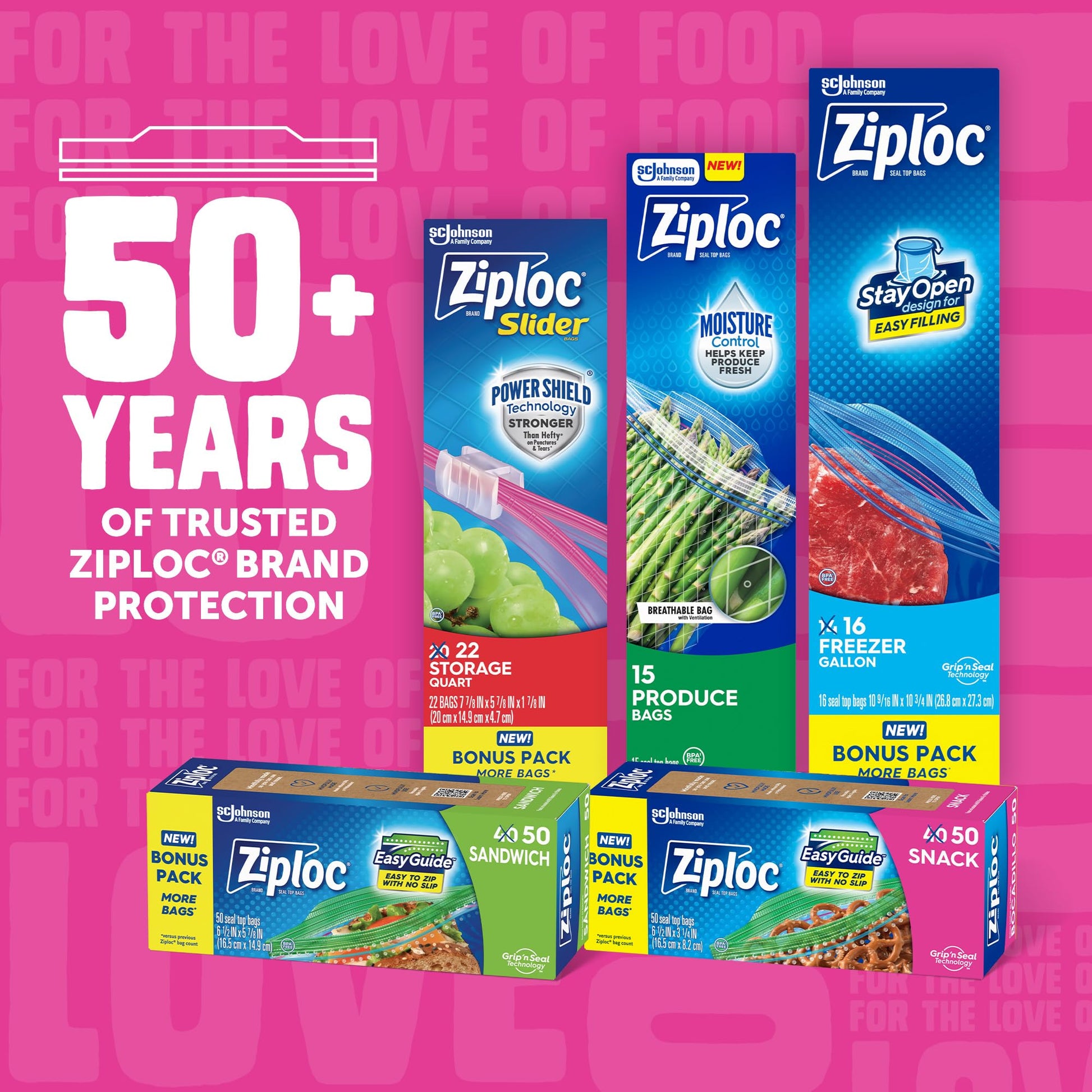Ziploc Snack Bags with EasyGuide Texture, Small Plastic Storage Bags with Grip 'N Seal Technology, 280 Bags Total