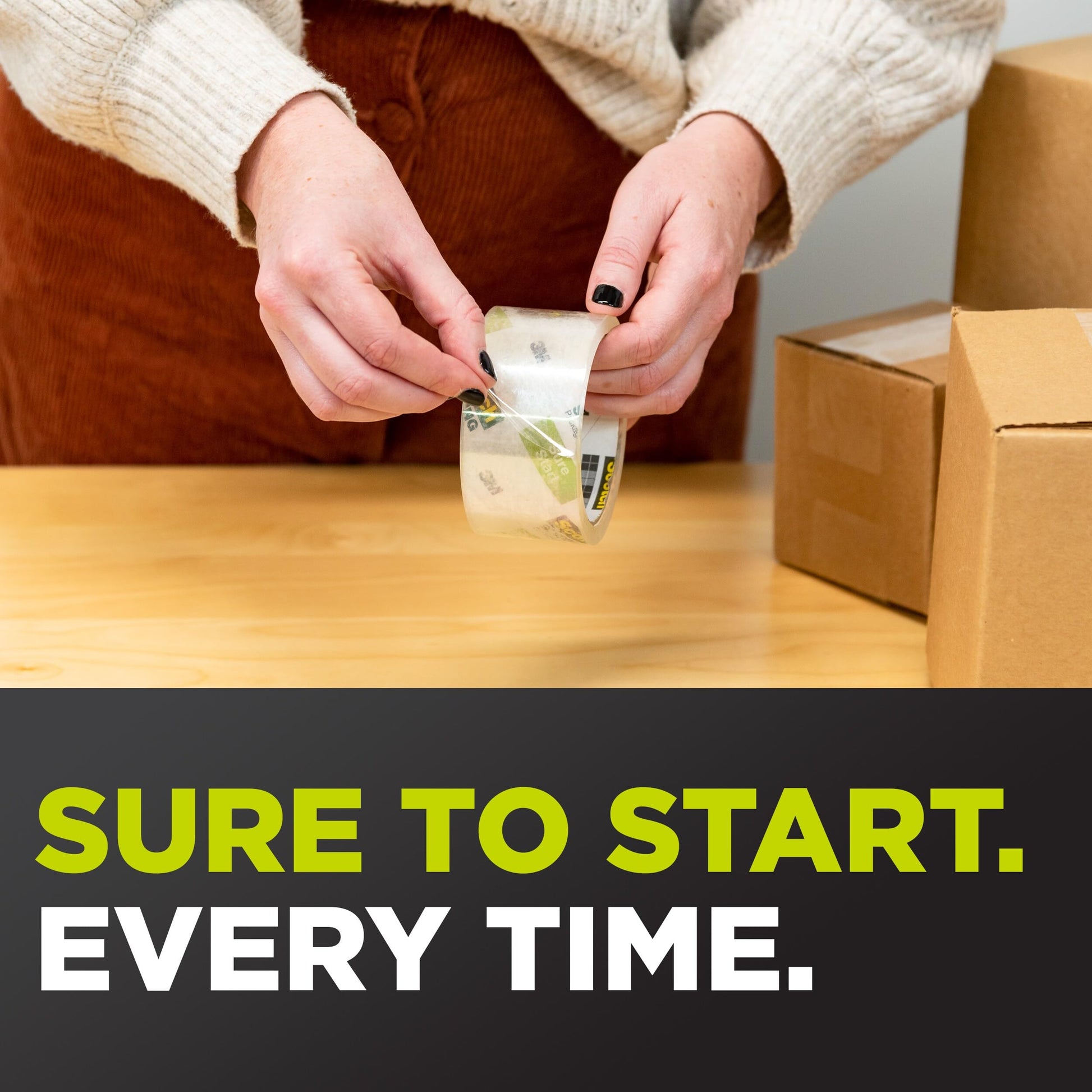 Scotch Sure Start Shipping Packaging Tape, 1.88" x 25 yd, Designed for Packing, Shipping and Mailing, Quiet Unwind, No Splitting or Tearing, 1.5" Core, Clear, 2 Rolls (DP-1000-RR-2)
