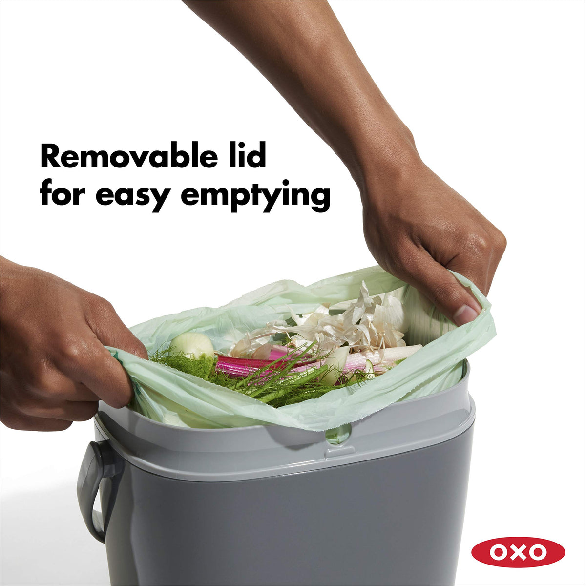 OXO Good Grips EASY-CLEAN COMPOST BIN - CHARCOAL - 1.75 GAL/6.62 L, Plastic, 8.3"L x 10.15"W x 12"H