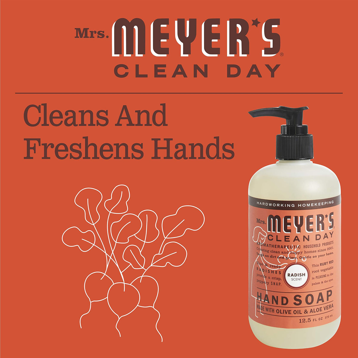 MRS. MEYER'S CLEAN DAY Liquid Hand Soap, Radish Scent,12.5 Fl Oz. (Pack of 3)