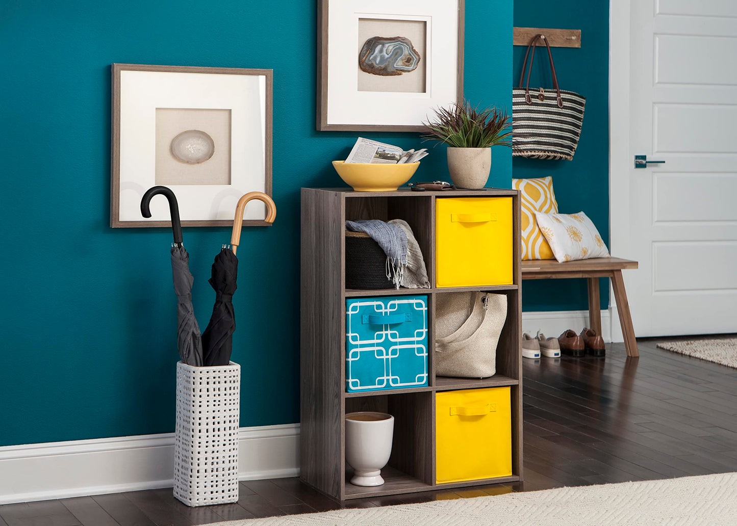 ClosetMaid Cubeicals 6 Cube Storage Shelf Organizer Bookshelf - Vertical & Horizontal Options, Easy Assembly - Natural Gray Wood Finish