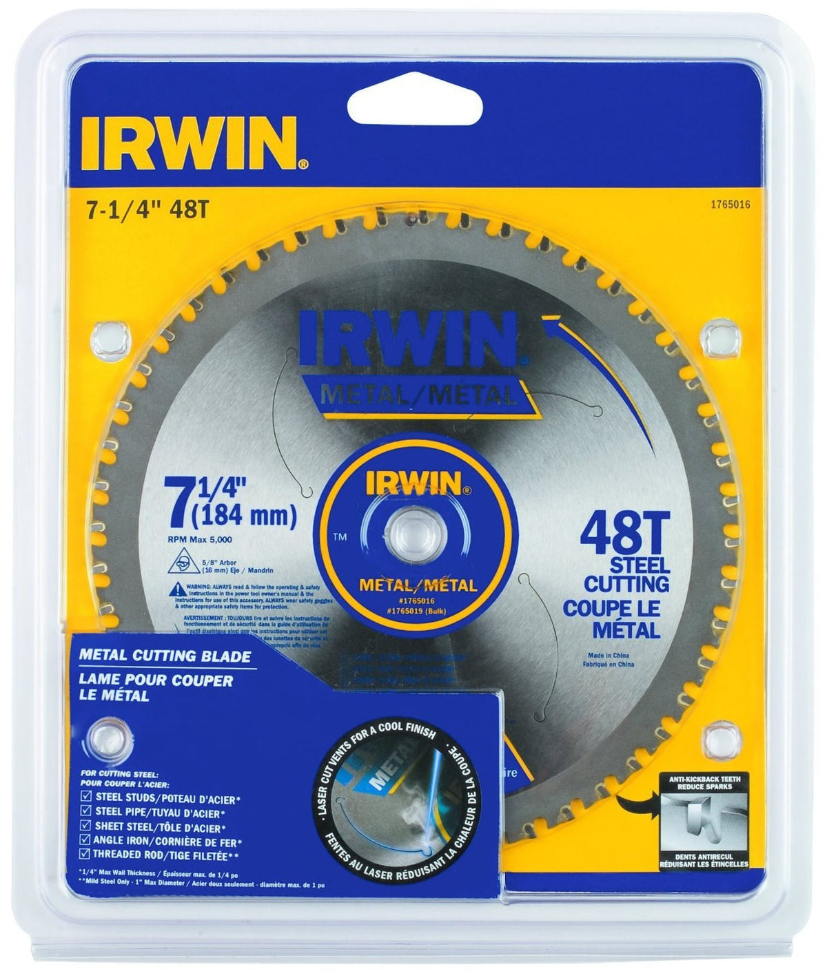 IRWIN Tools Metal-Cutting Circular Saw Blade, 7 1/4-inch, 48T (4935555)