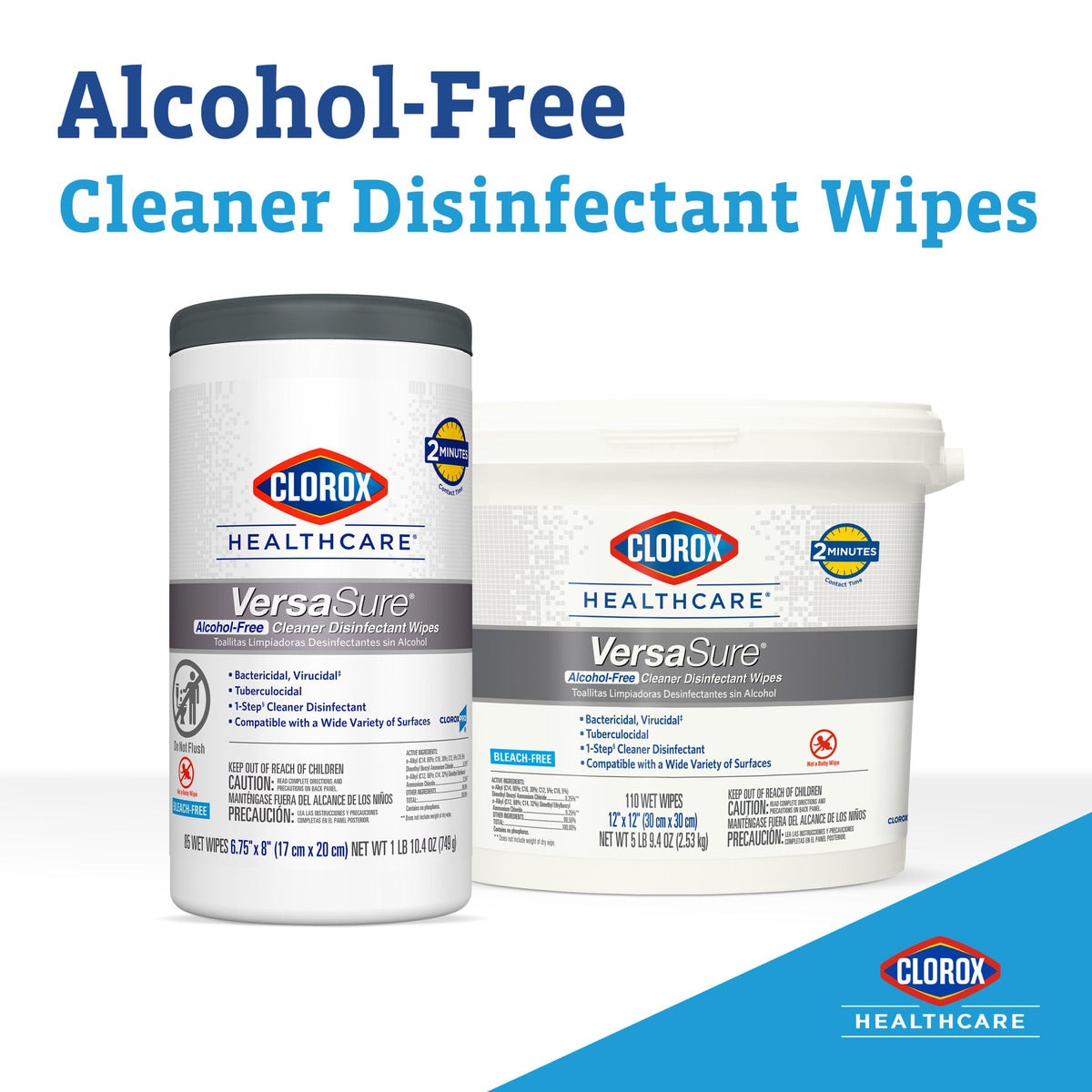 Clorox Healthcare VersaSure Cleaner Disinfectant Wipes, 110 Count Refill, 2 Refills/Case