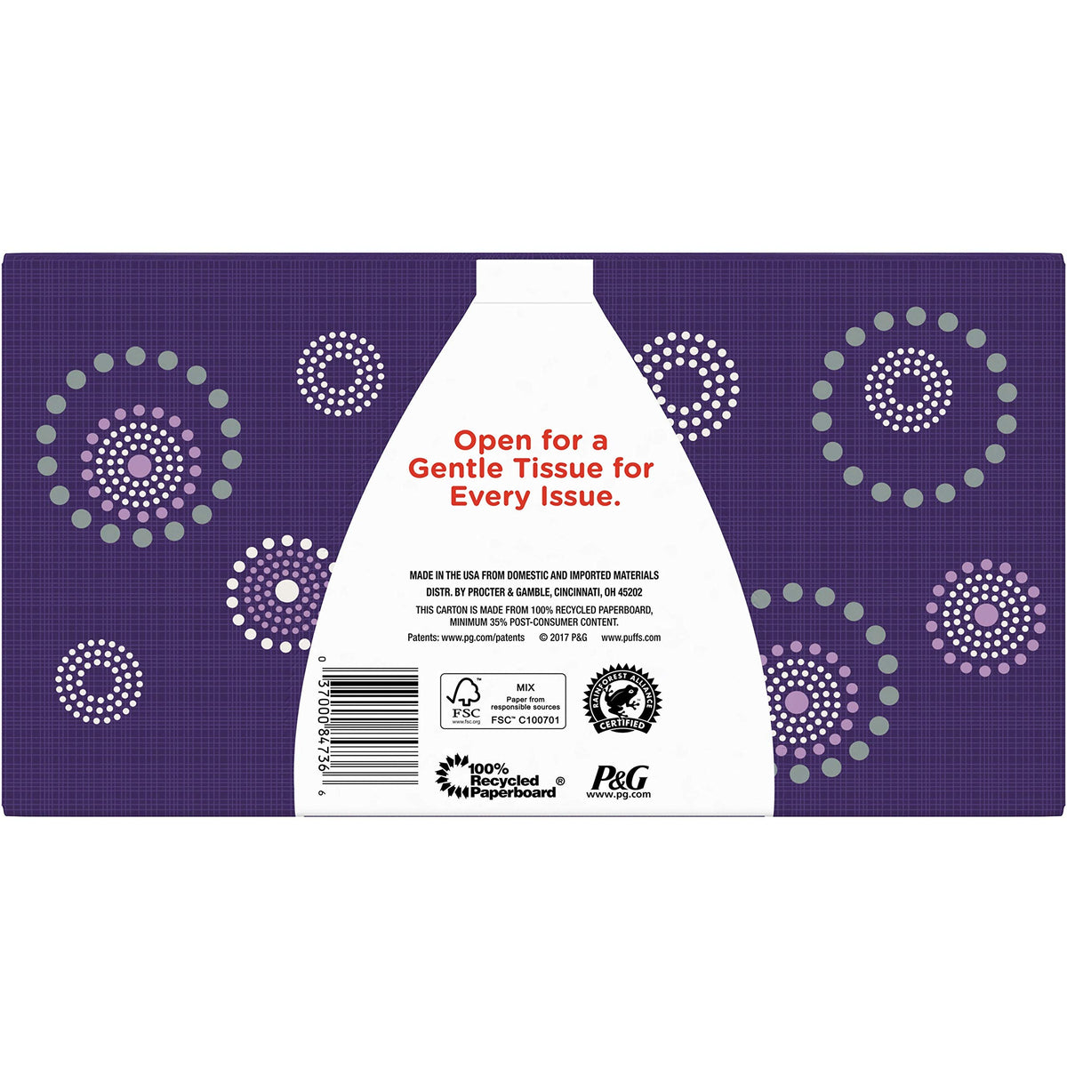 Puffs White Facial Tissue, 2-Ply, 180 Sheets/Box