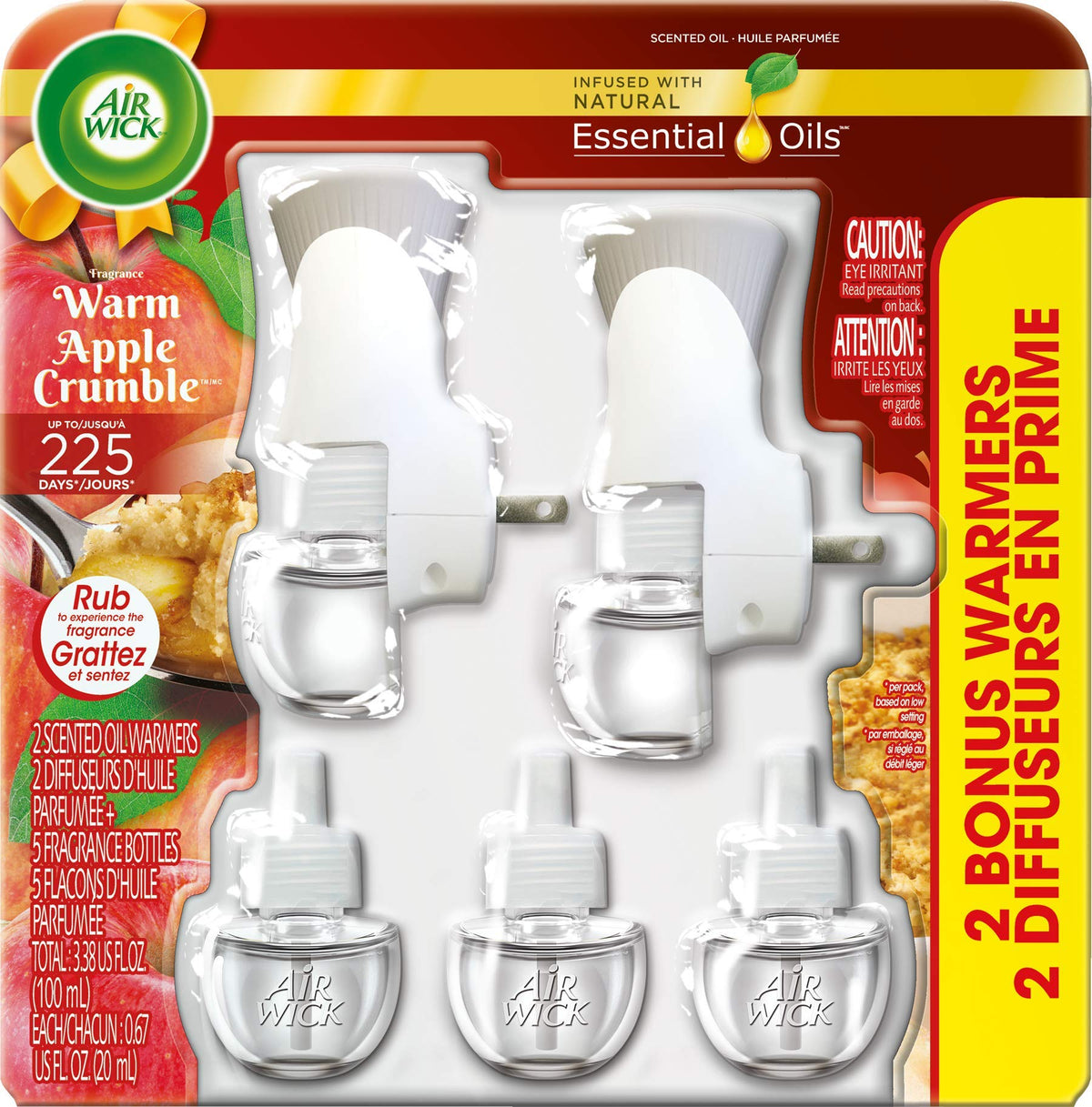 Air Wick 5 Piece Scented Oil Refill, Warm Apple Crumble, 1.24 Pound