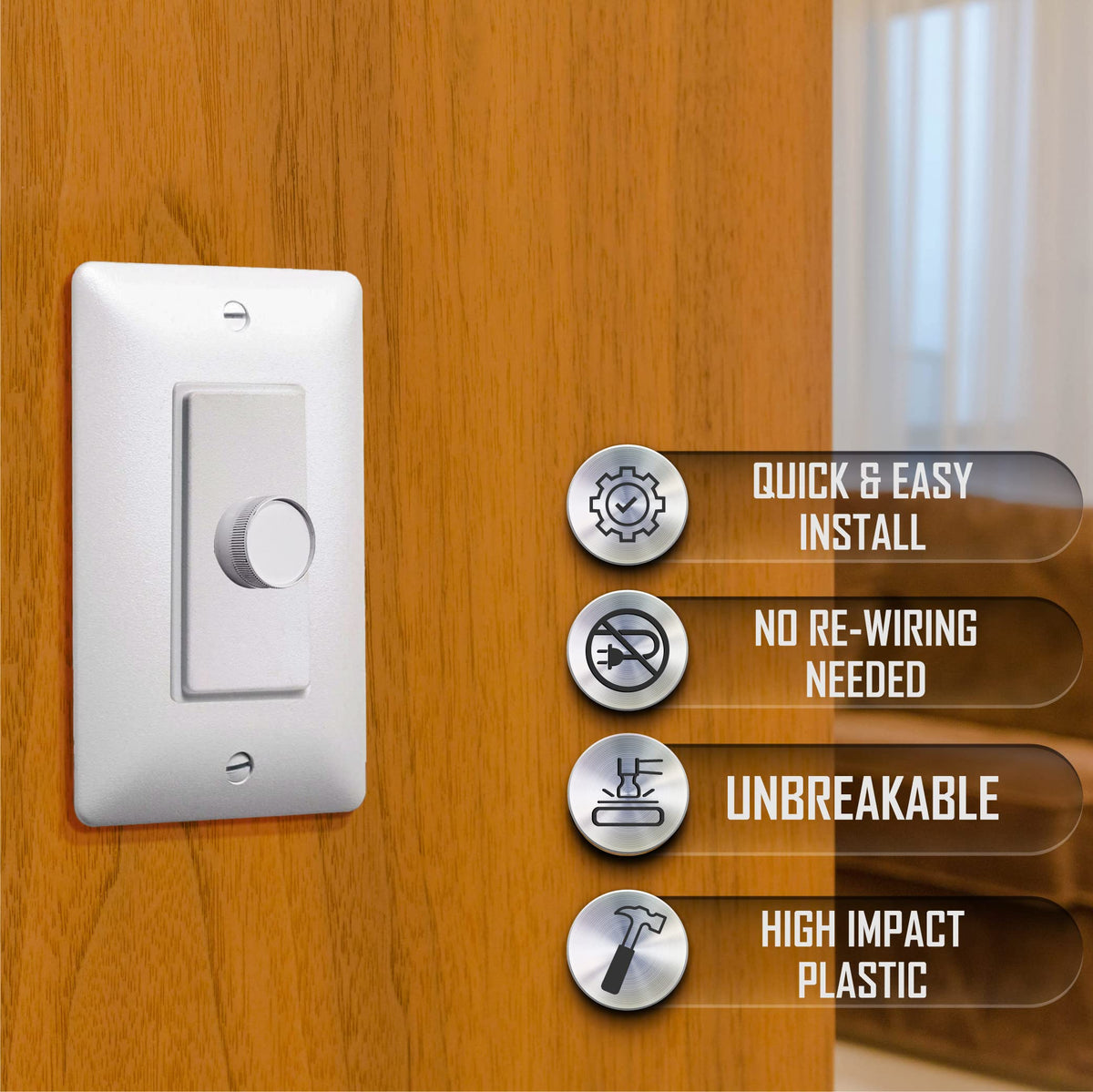 TayMac AD42W Masque Electrical Outlet Cover Adapter Plate, Dimmer, White