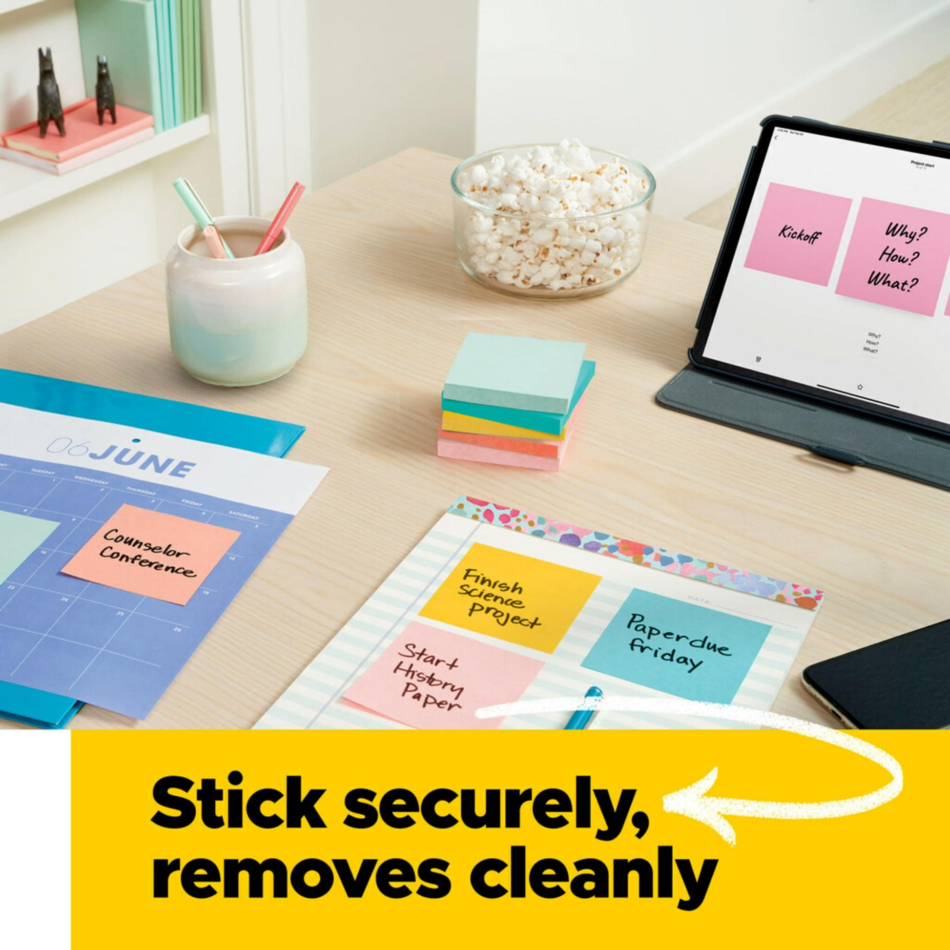 Post-it Notes, 1 3/8 in x 1 7/8 in, 24 Sticky Note Pads, 100 Sheets per Pad, Beachside Café Collection, School Supplies and Office Products