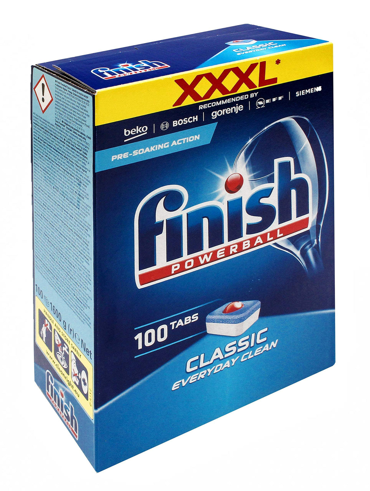 Finish Powerball Classic Dishwasher Tablets 100-Pack for Powerful Clean