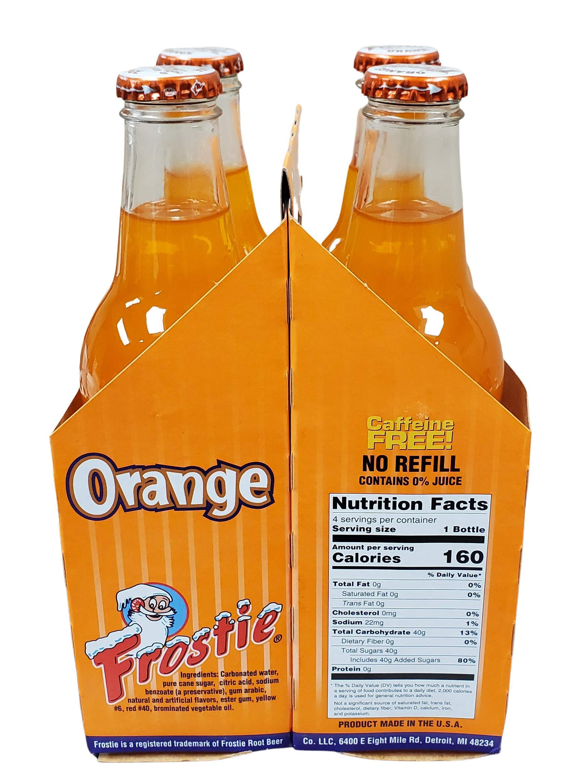 Frostie Soda 12 ounce Glass Bottles (Orange, 6)