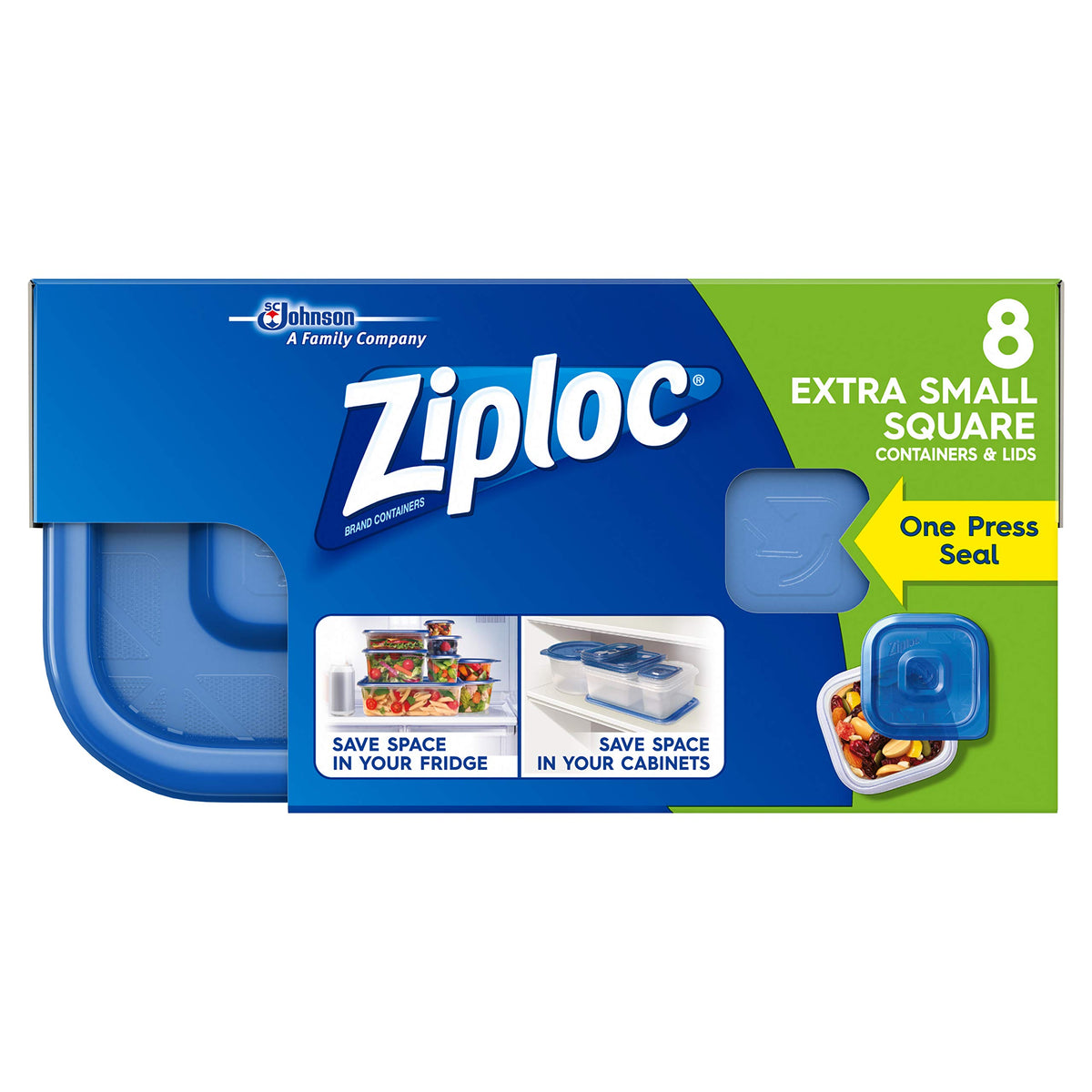 Ziploc One Press Seal Extra Small Square Container - 8 ct (Pack - 6)