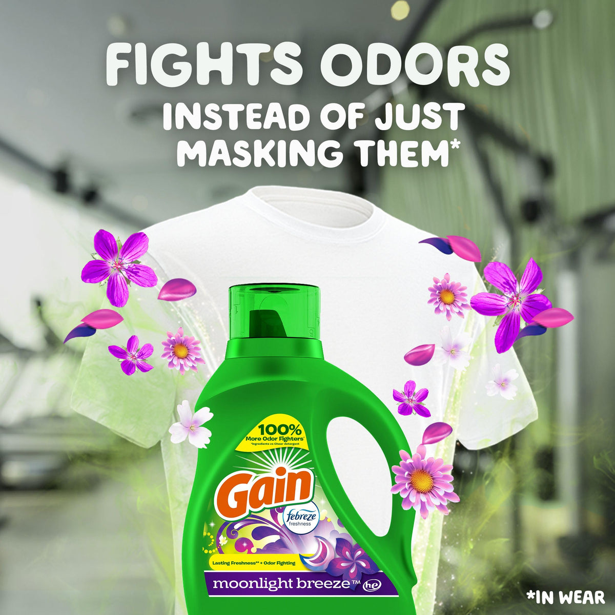 Gain Liquid Laundry Washing Detergent, Moonlight Breeze Scent 113 fl oz, 78 Loads, Lasting Freshness + Powerful Cleaning and Odor Fighting ingredients