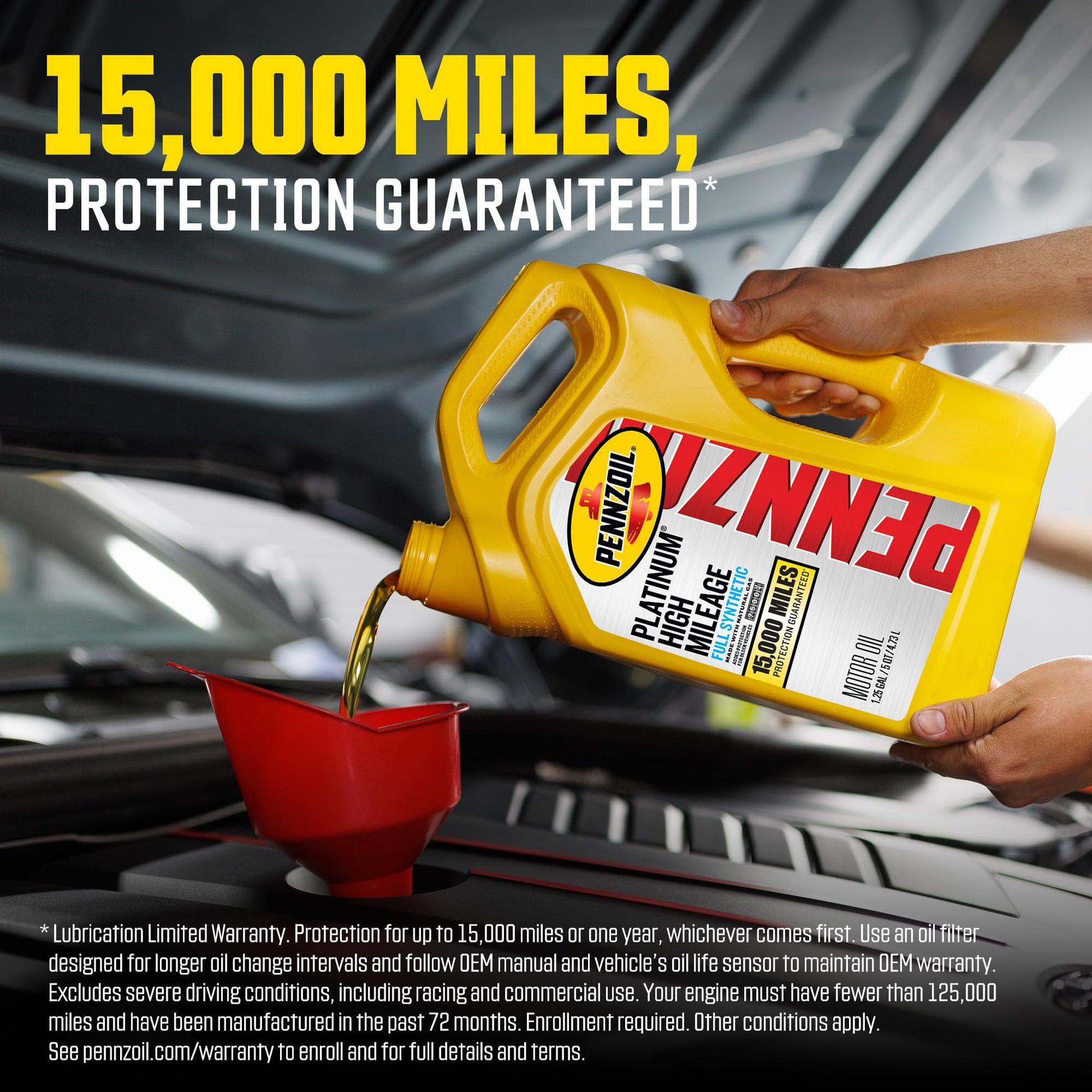 Pennzoil Platinum High Mileage Full Synthetic 10W-30 Motor Oil, 5 Quart (3 Pack)