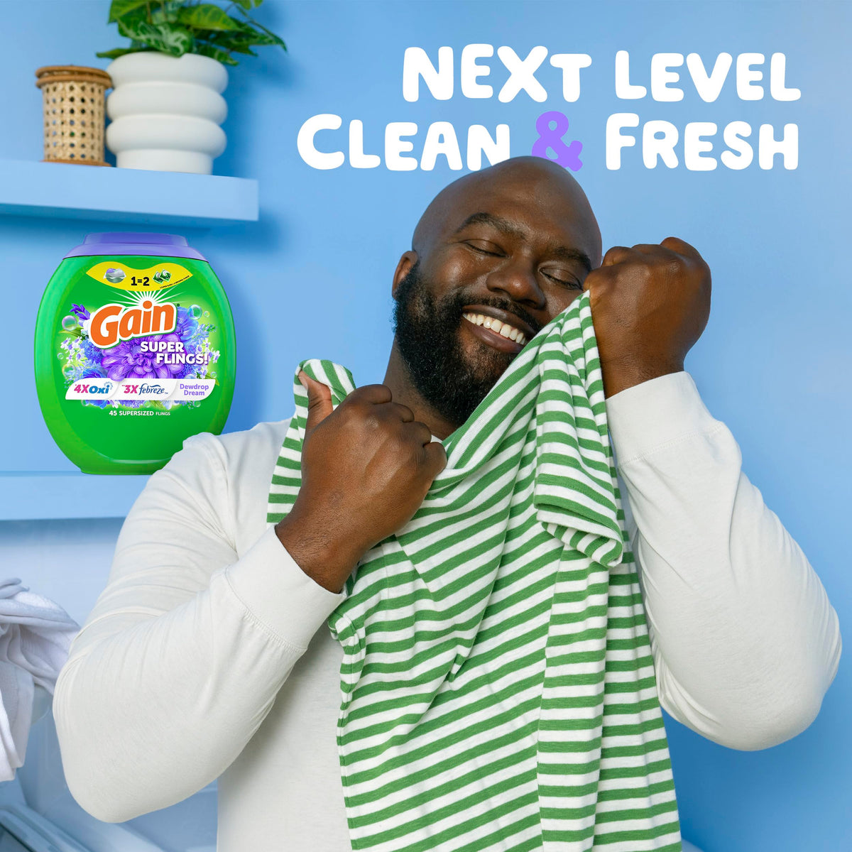 Gain Super Sized Flings Laundry Detergent Pacs, 32 Count, Dewdrop Dream Scent