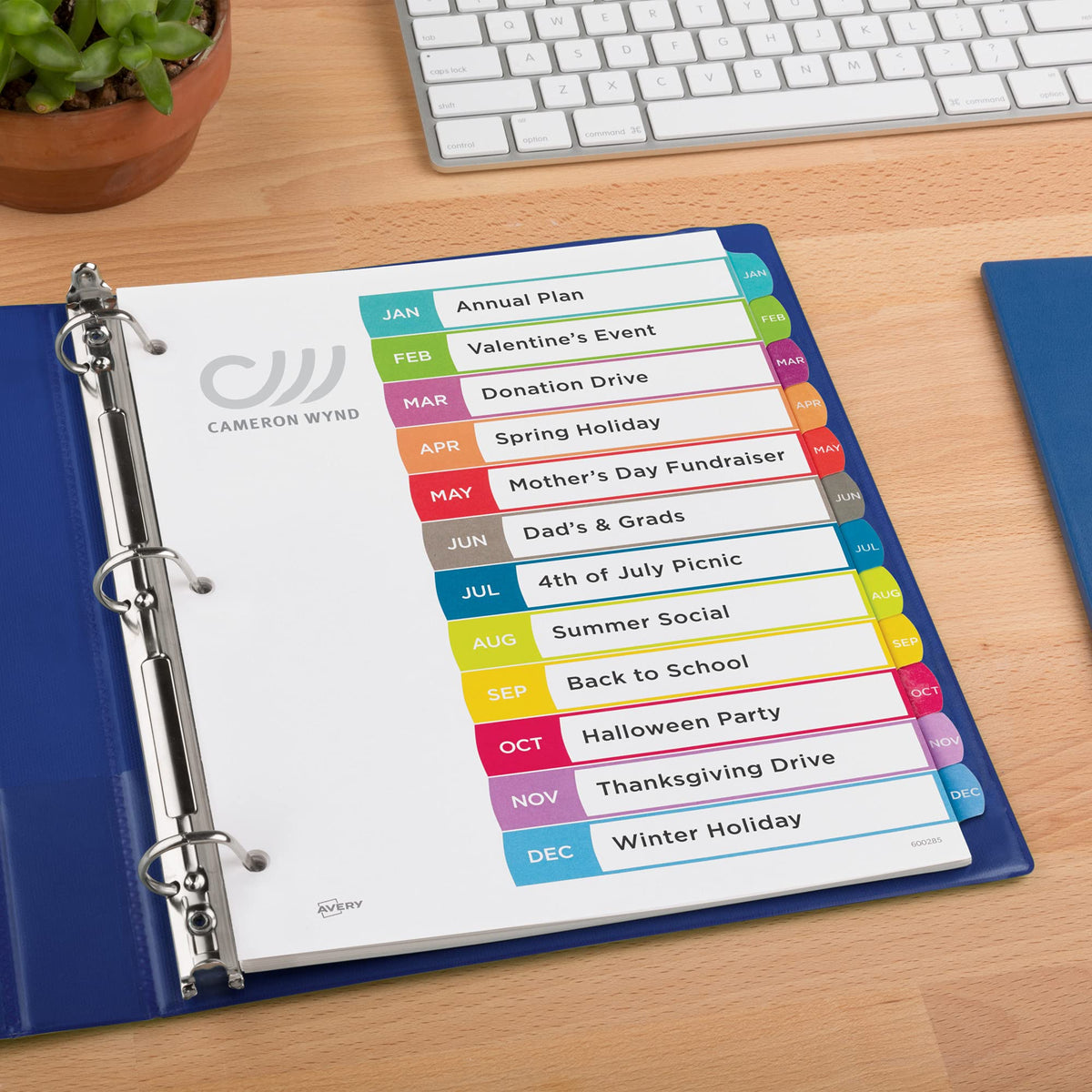 Avery Jan-Dec Customizable Table of Contents Dividers for 3 Ring Binders, 12-Tab Set, Multicolor, 1 Set (11847)
