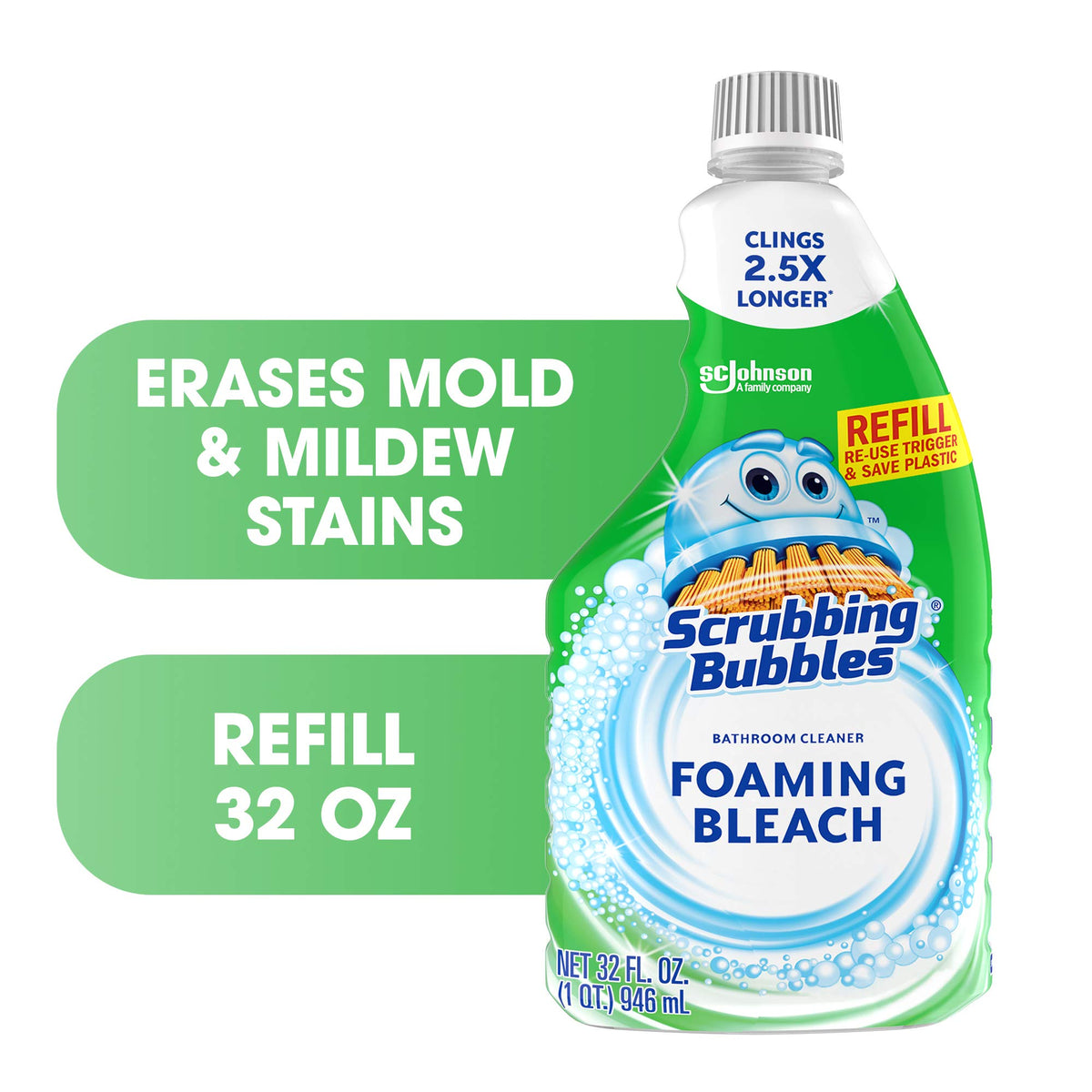 Scrubbing Bubbles Foaming Bleach Bathroom Cleaner, Refill Bottle, 32 oz
