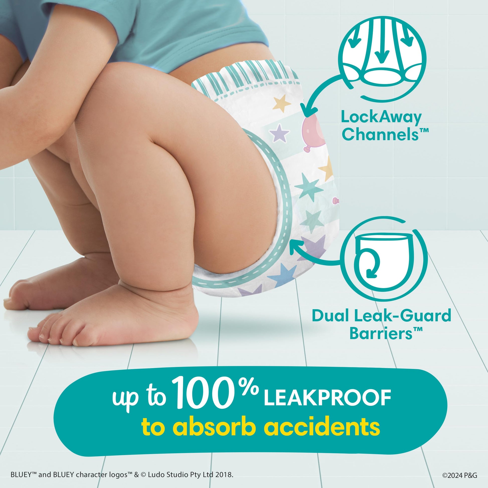 Pampers Training Pants - Easy Ups Boys & Girls Bluey - Size 4T-5T, 100 Count, Children's Potty Underwear (Packaging May Vary)